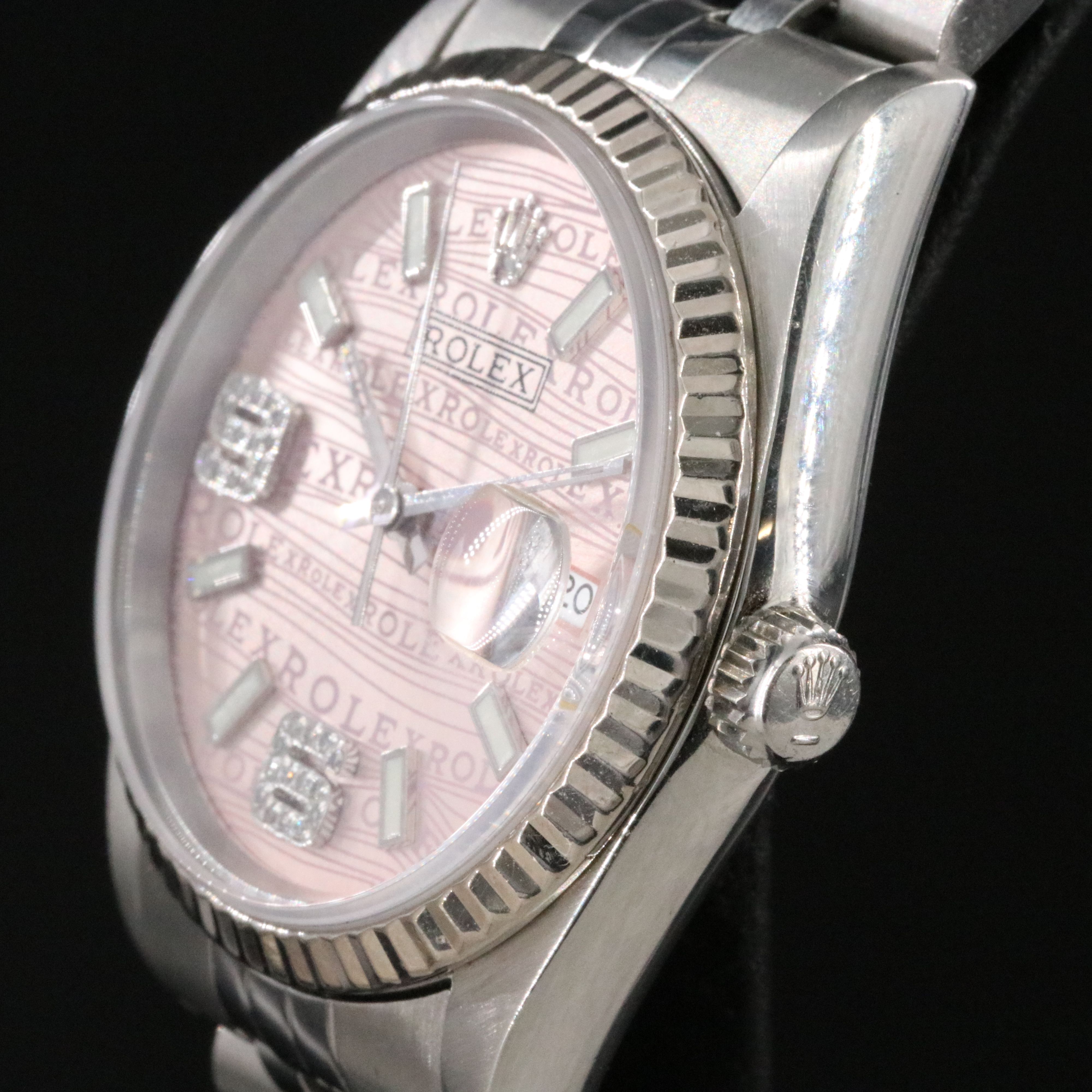 2000 Rolex Custom Diamond Pink Dial Datejust Watch Model 16234
