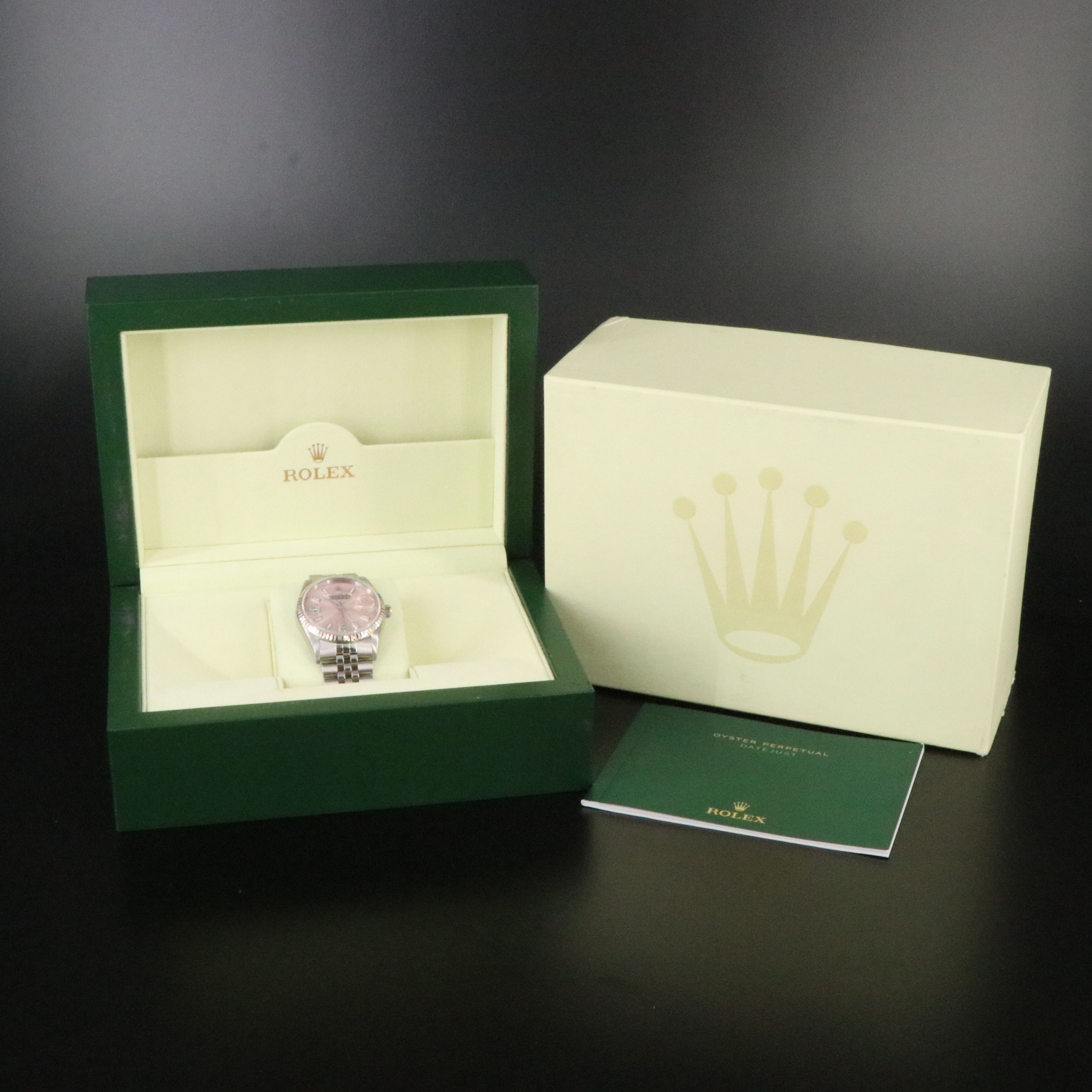2000 Rolex Custom Diamond Pink Dial Datejust Watch Model 16234