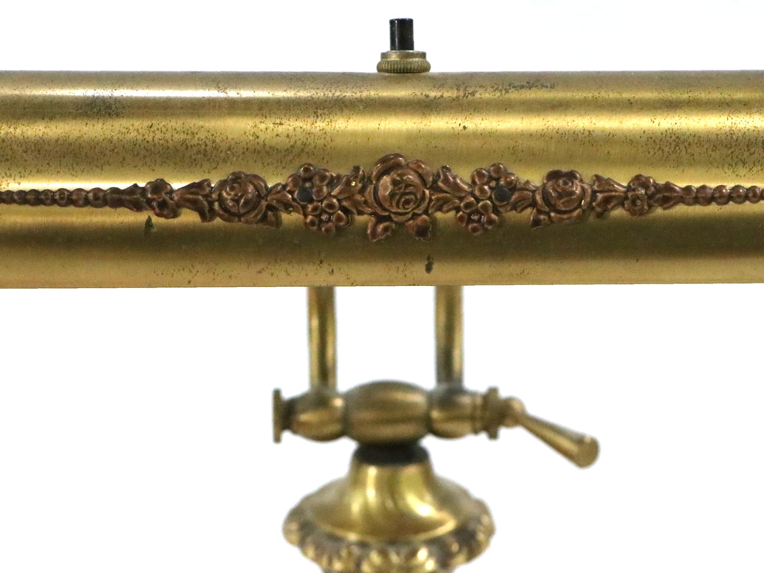 Neoclassical Style Brass Desk or Piano Lamp, Vintage