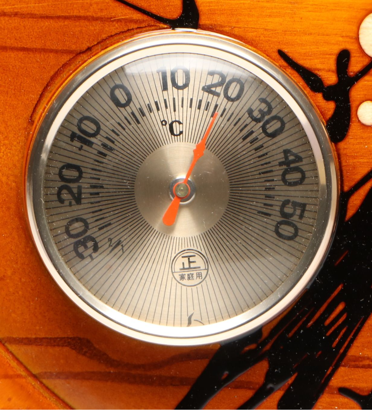 Japanese Lacquered Wooden Thermometer