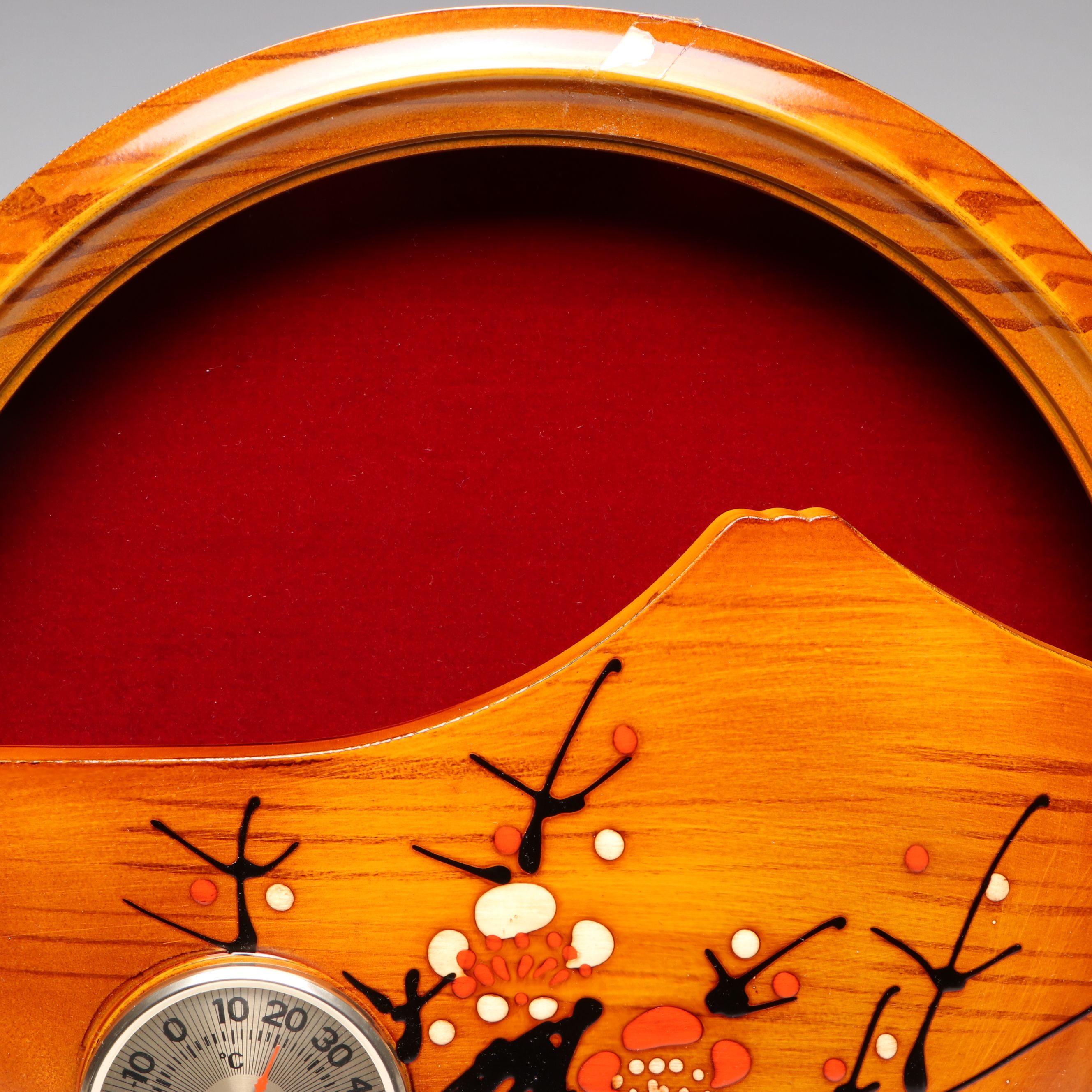 Japanese Lacquered Wooden Thermometer