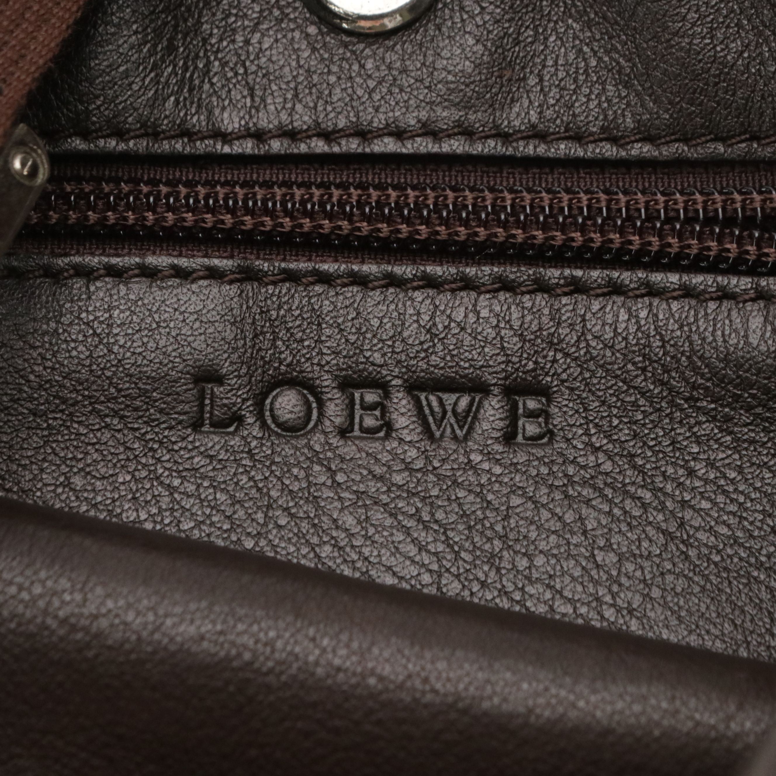 Loewe Anagram Embossed Suede and Leather Crossbody Bag with Web Strap