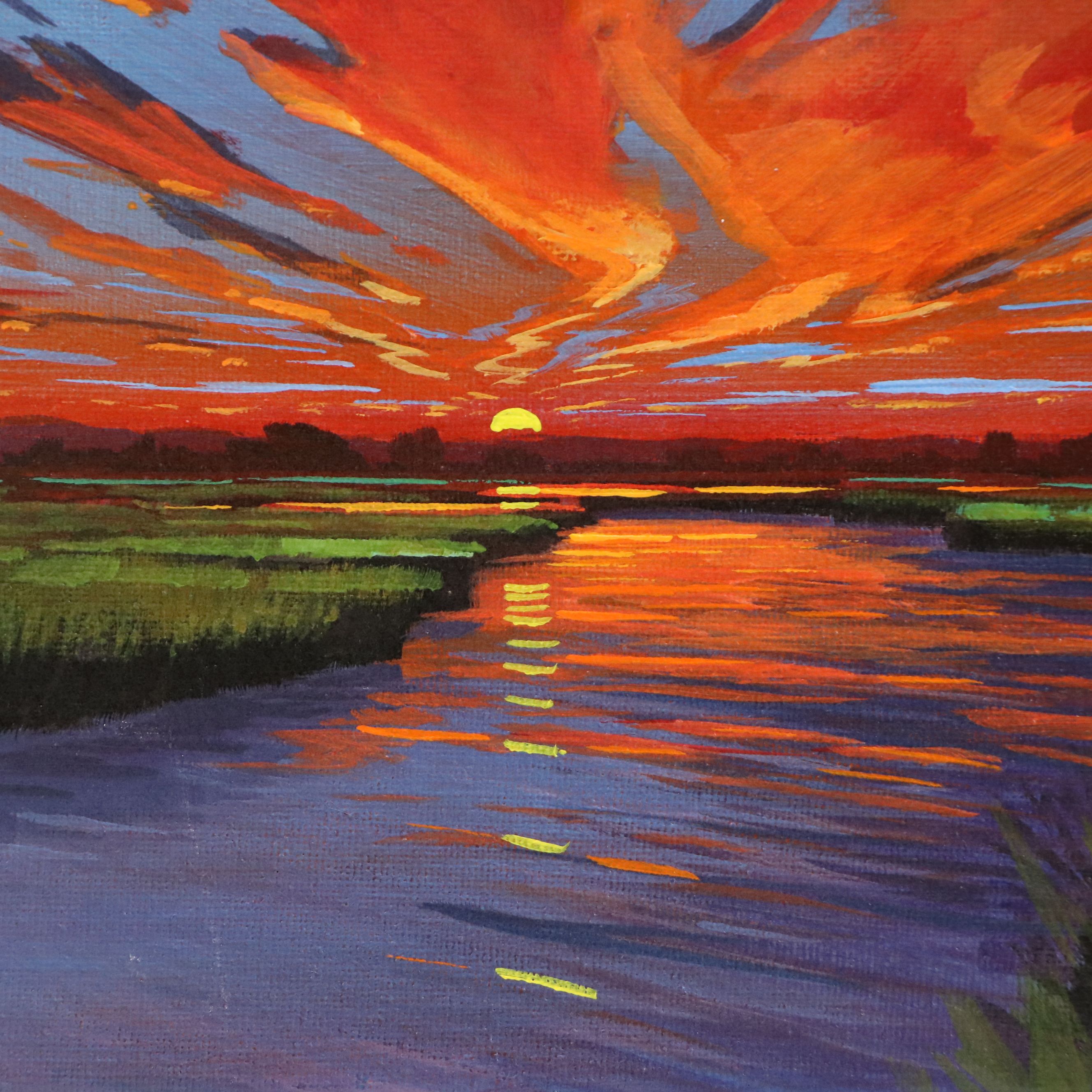 Doug "Bumo" Johnpeer Acrylic Painting of Sunset Landscape, 2025