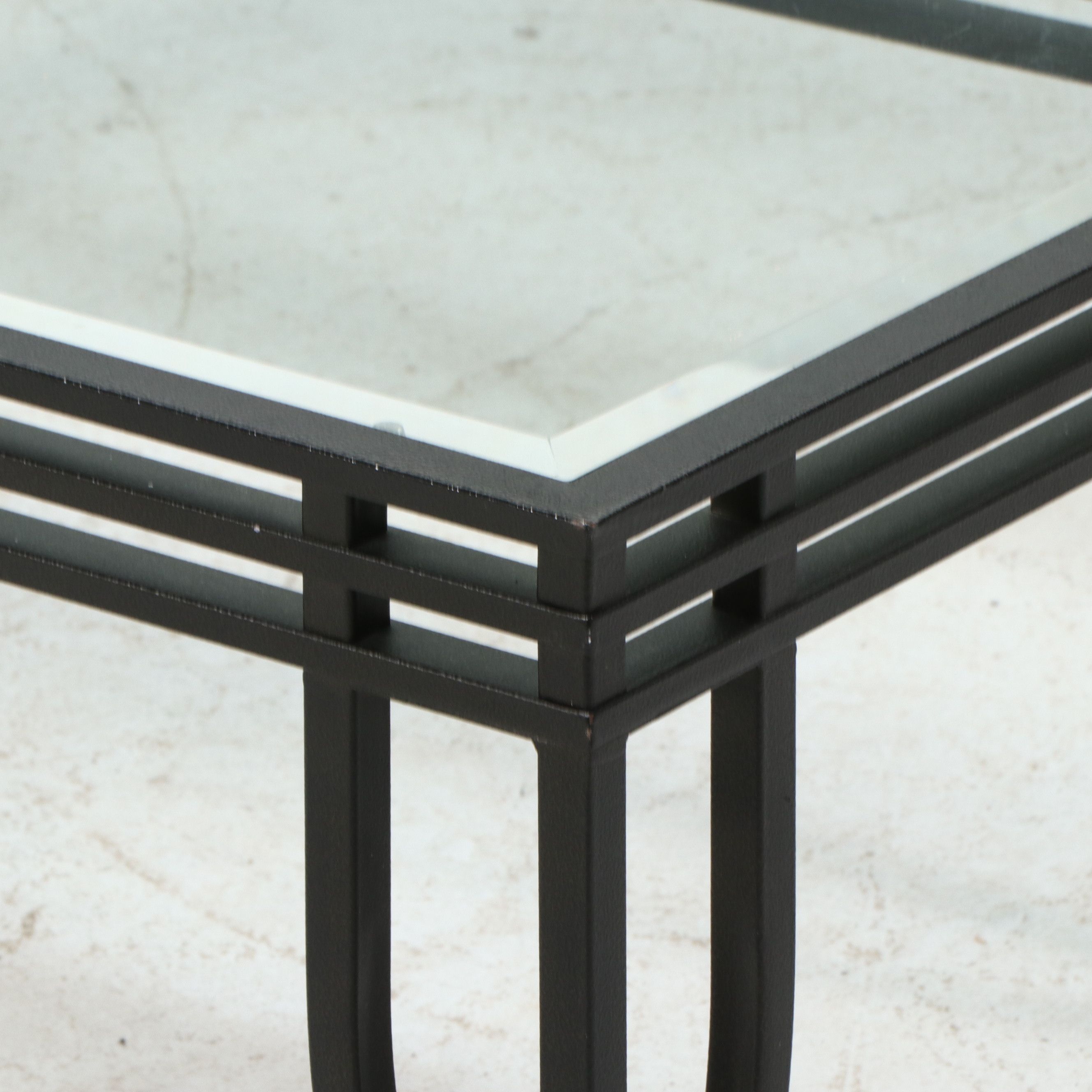 Contemporary Inset Glass Coffee Table in the Manner of Pierre Vandel