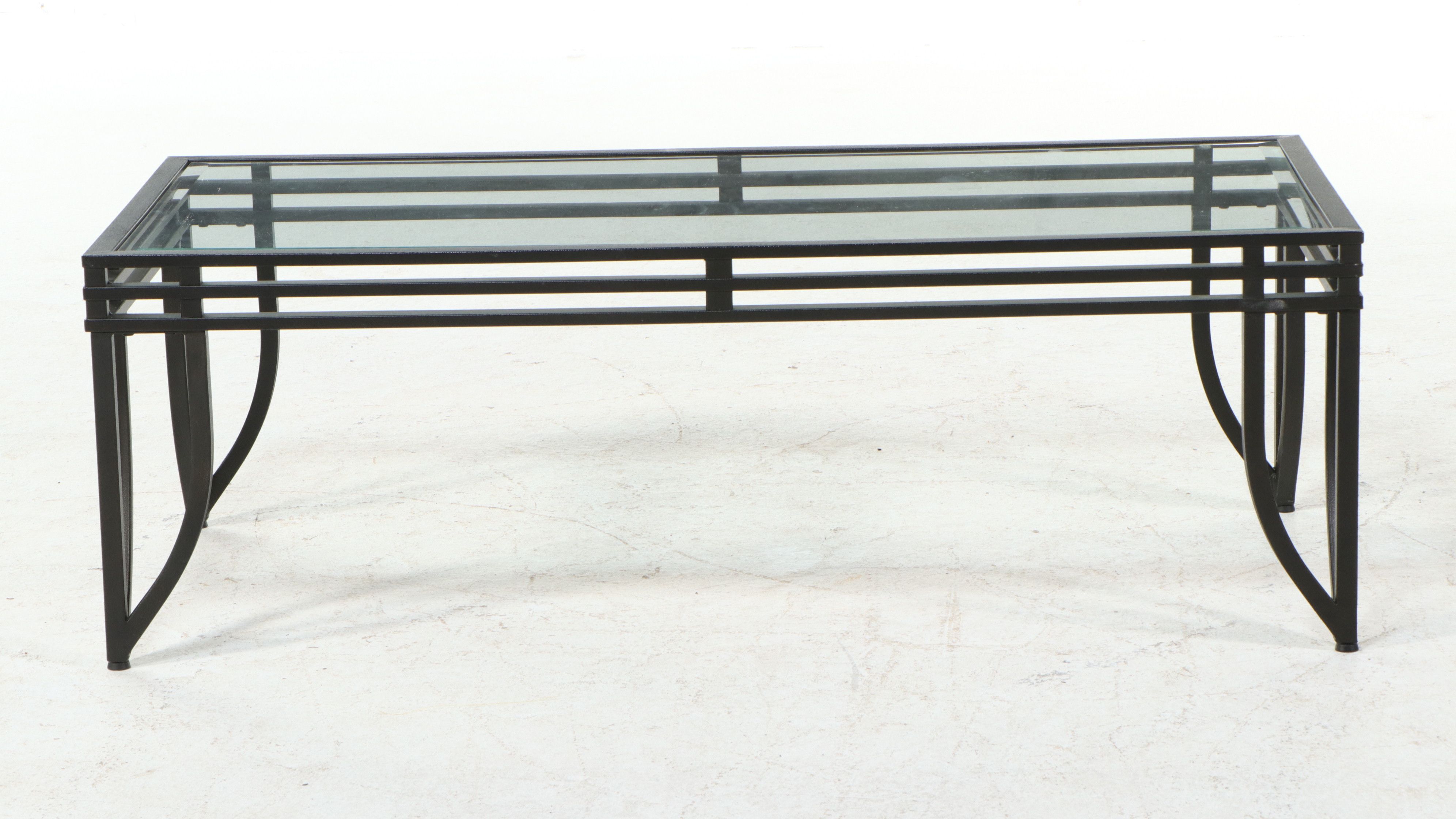 Contemporary Inset Glass Coffee Table in the Manner of Pierre Vandel