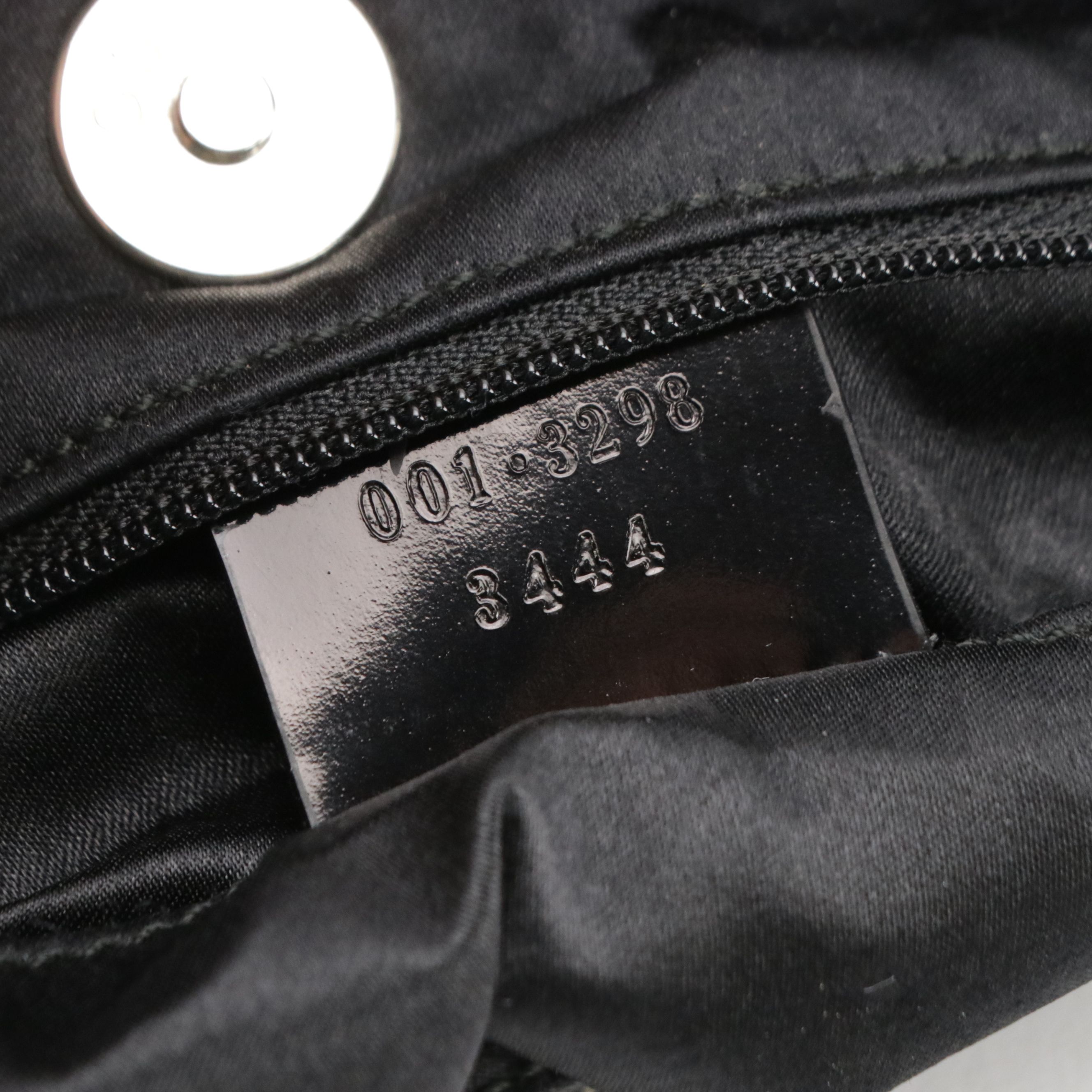 Gucci Black Textile and Glazed Leather Tote Bag with Metal Handle