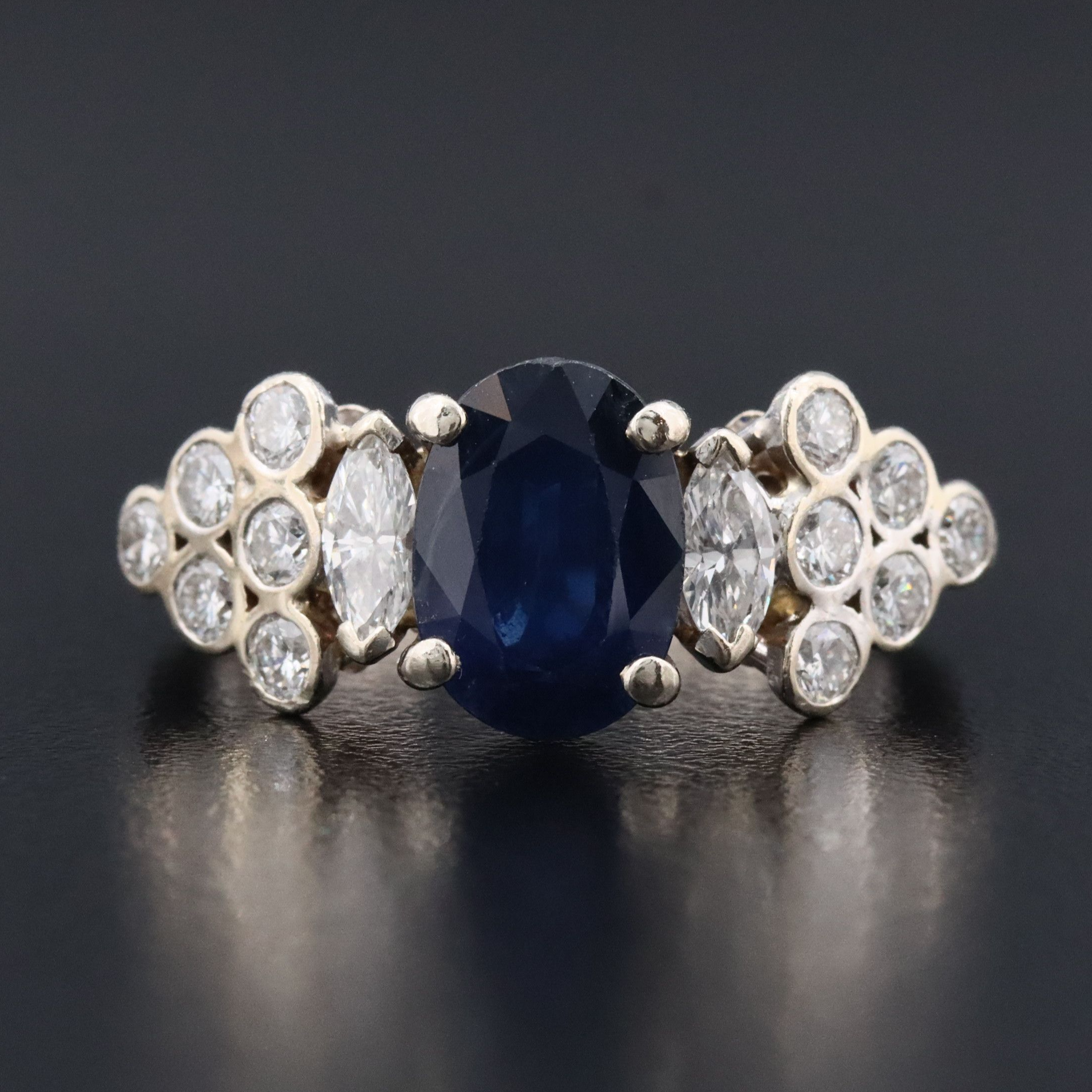 14K 2.16 CT Sapphire and Diamond Ring