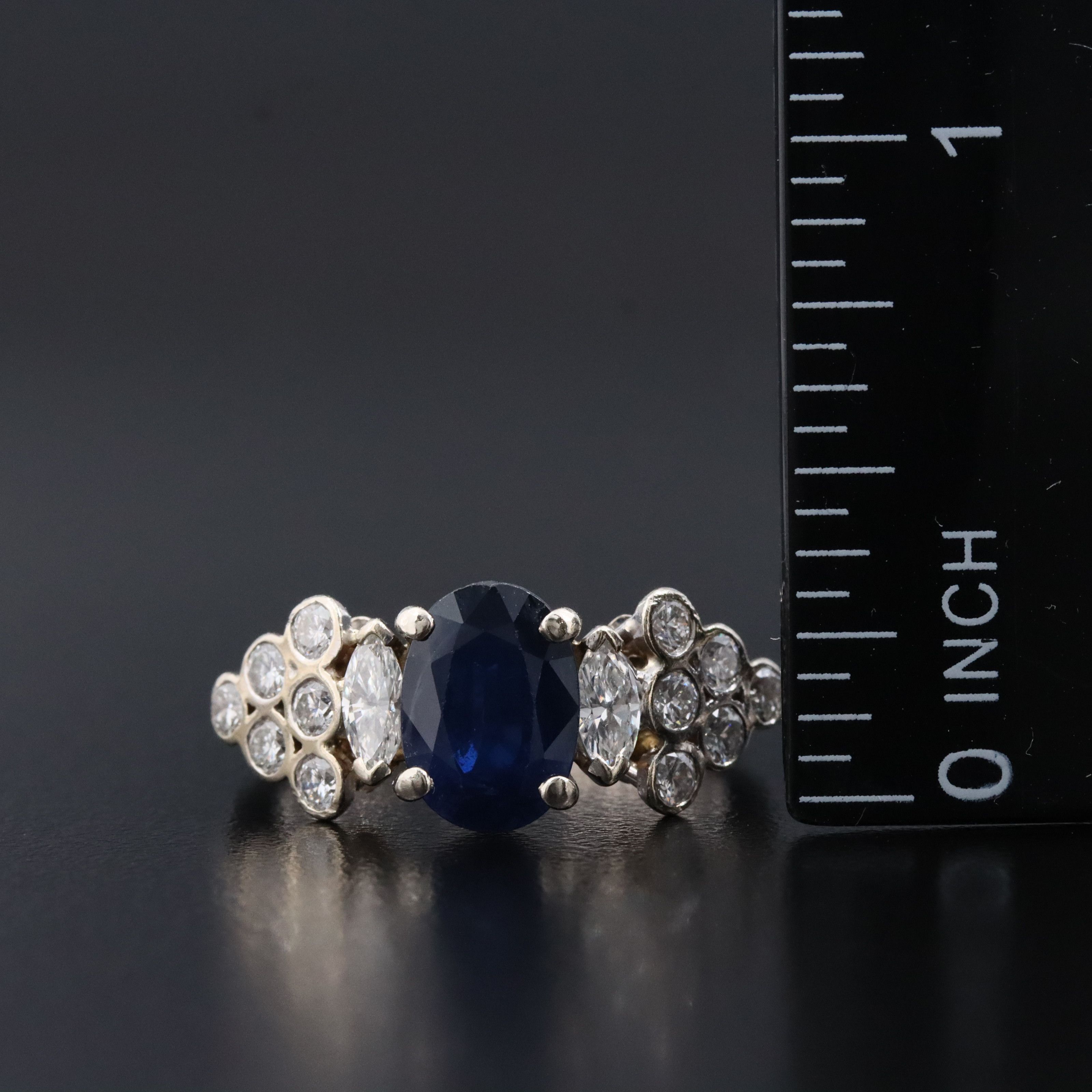 14K 2.16 CT Sapphire and Diamond Ring