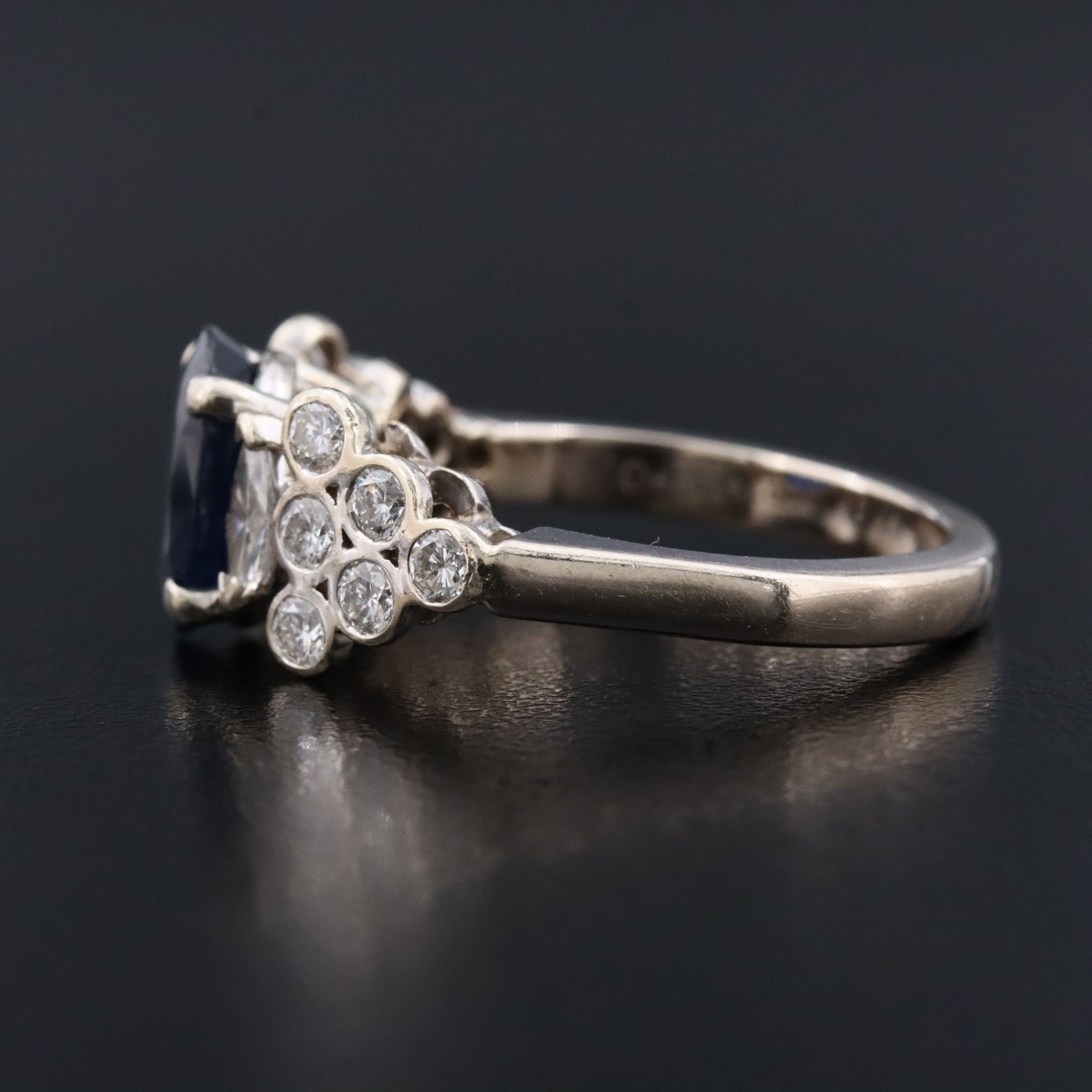 14K 2.16 CT Sapphire and Diamond Ring