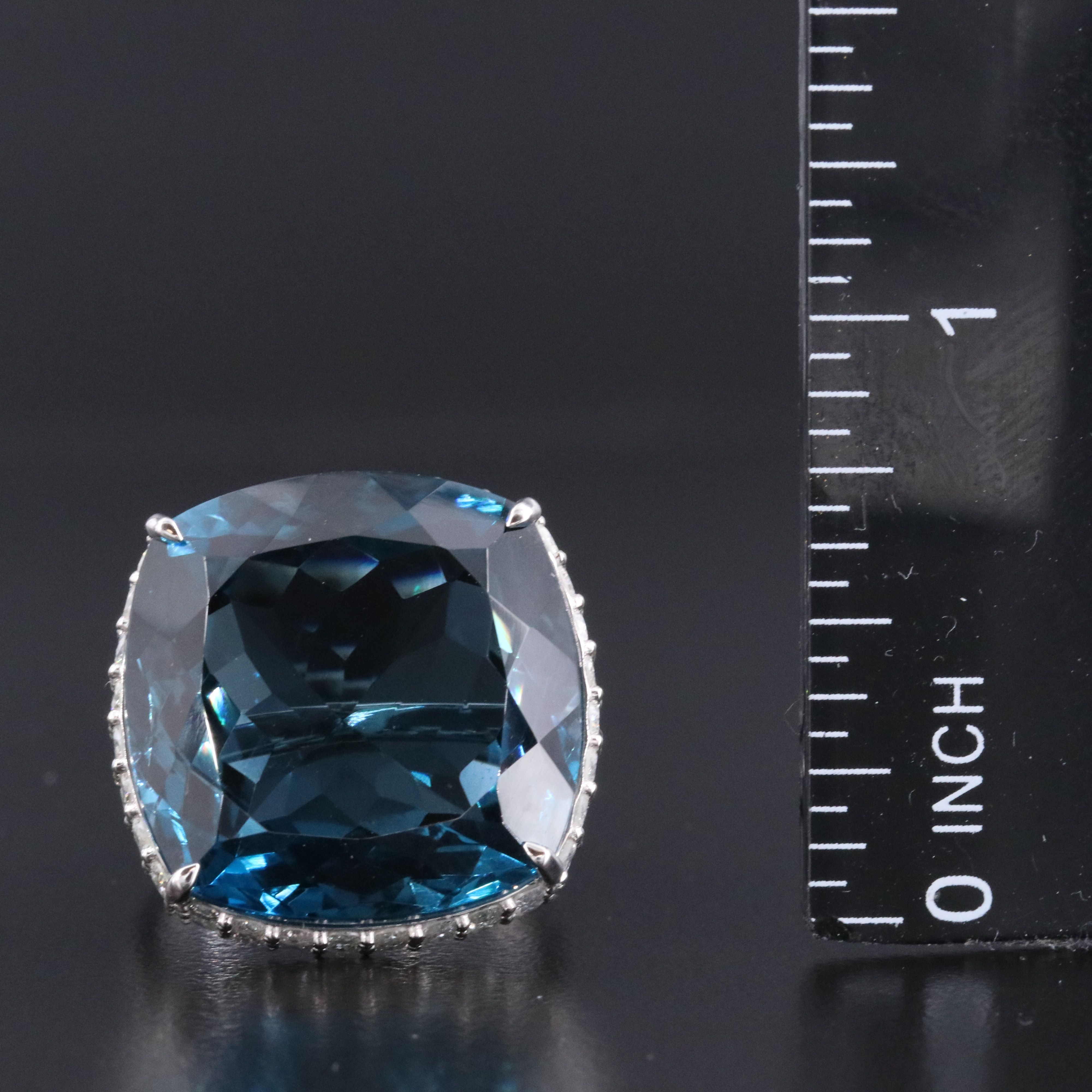 Platinum 32.61 CT London Blue Topaz and 1.58 CTW Diamond Ring