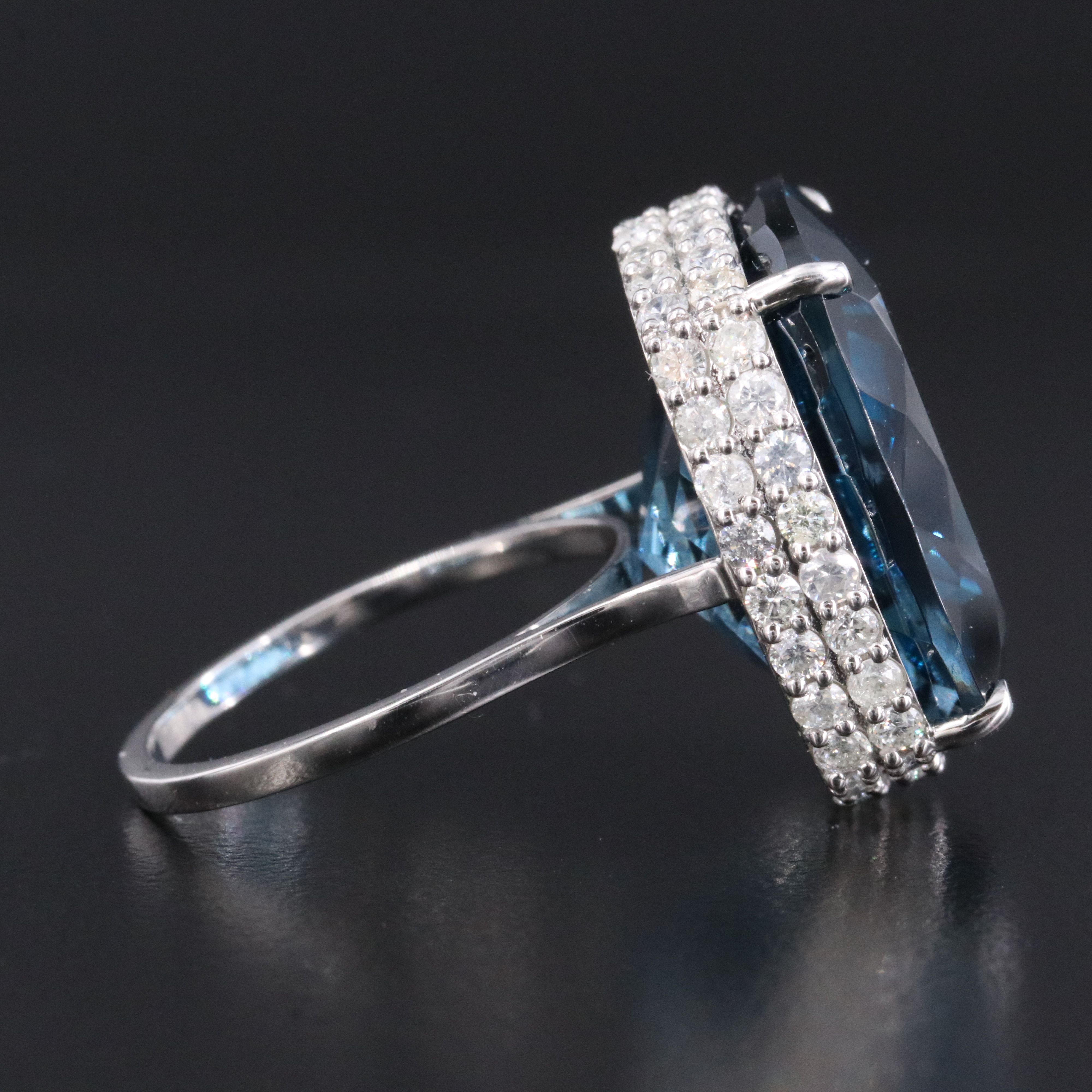 Platinum 32.61 CT London Blue Topaz and 1.58 CTW Diamond Ring