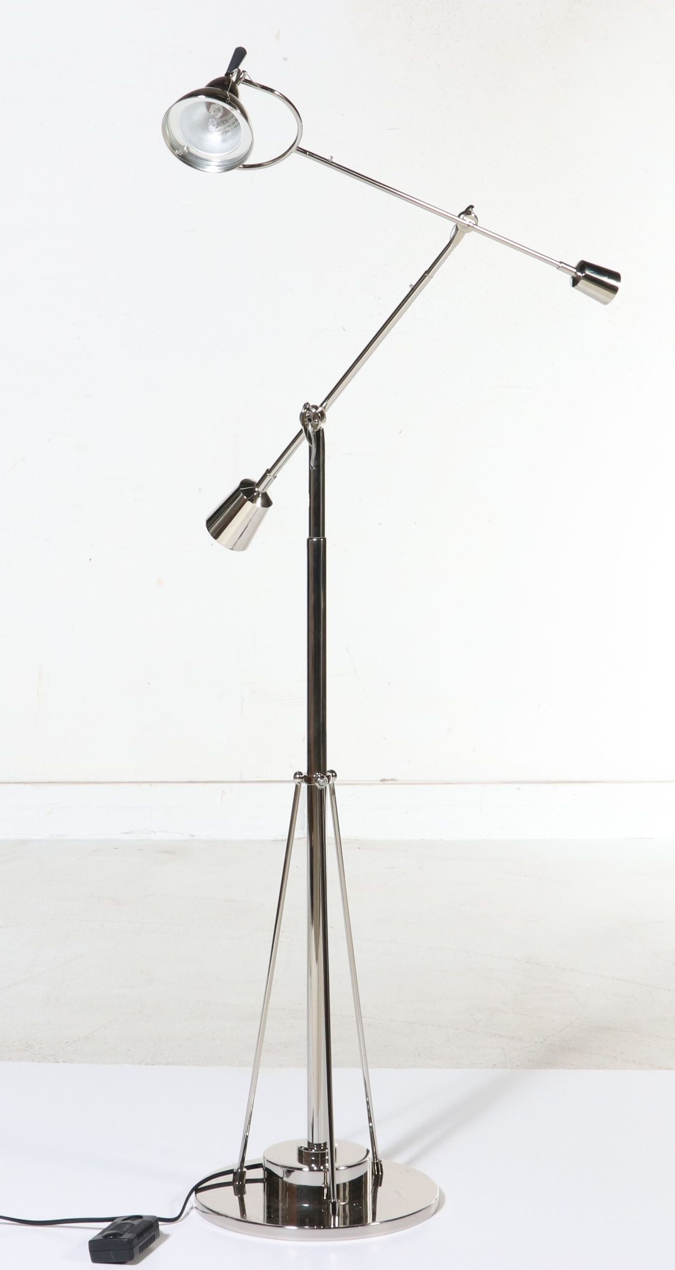 Postmodern Chromed Metal Dual Cantilever Floor Lamp