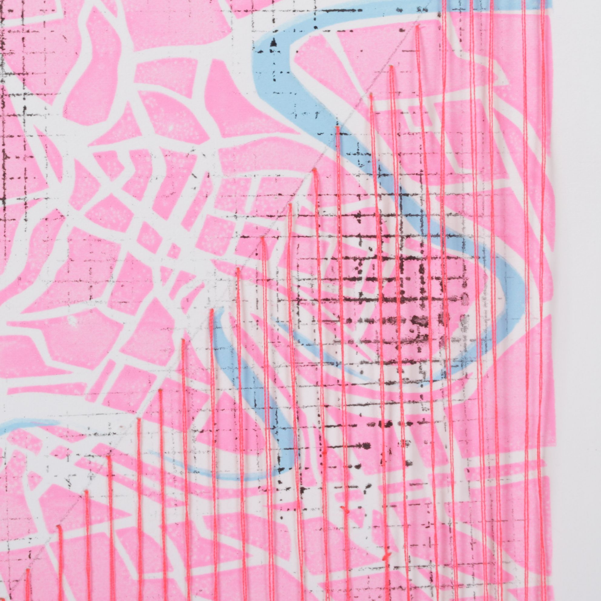 Tarli Bird Hand-Embroidered Serigraph of Route Through a Metropolitan Map, 2022