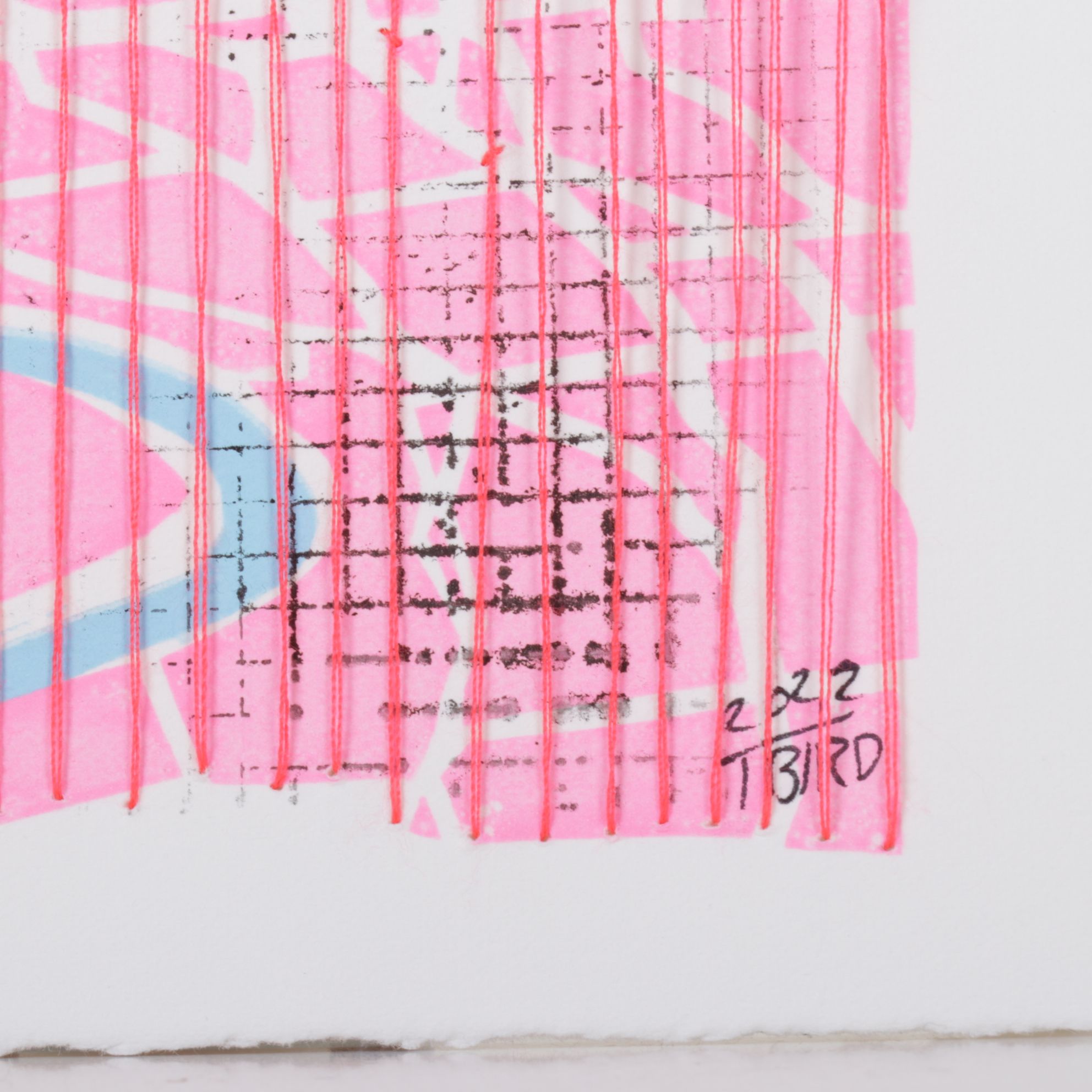 Tarli Bird Hand-Embroidered Serigraph of Route Through a Metropolitan Map, 2022