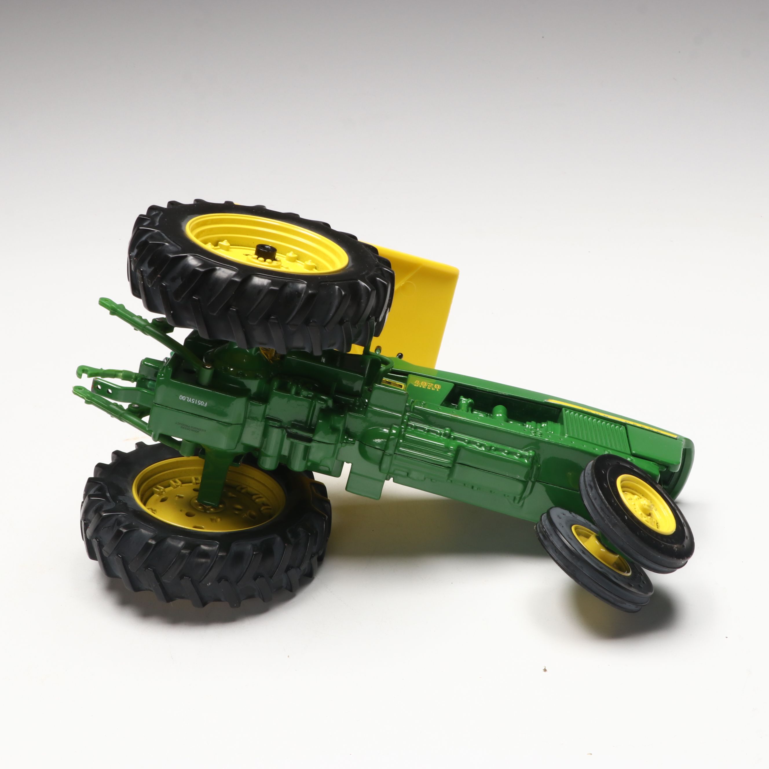 Vintage Allis Chalmers and John Deere Polychrome Metal Tractor Toys