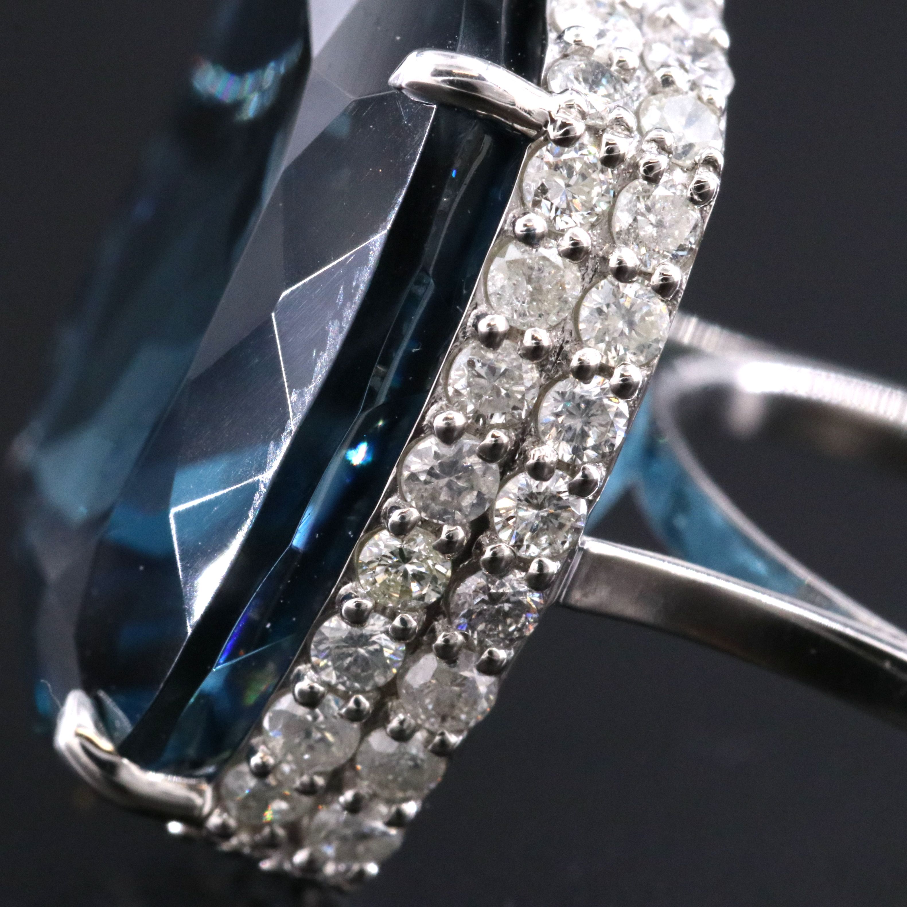 Platinum 32.61 CT London Blue Topaz and 1.58 CTW Diamond Ring