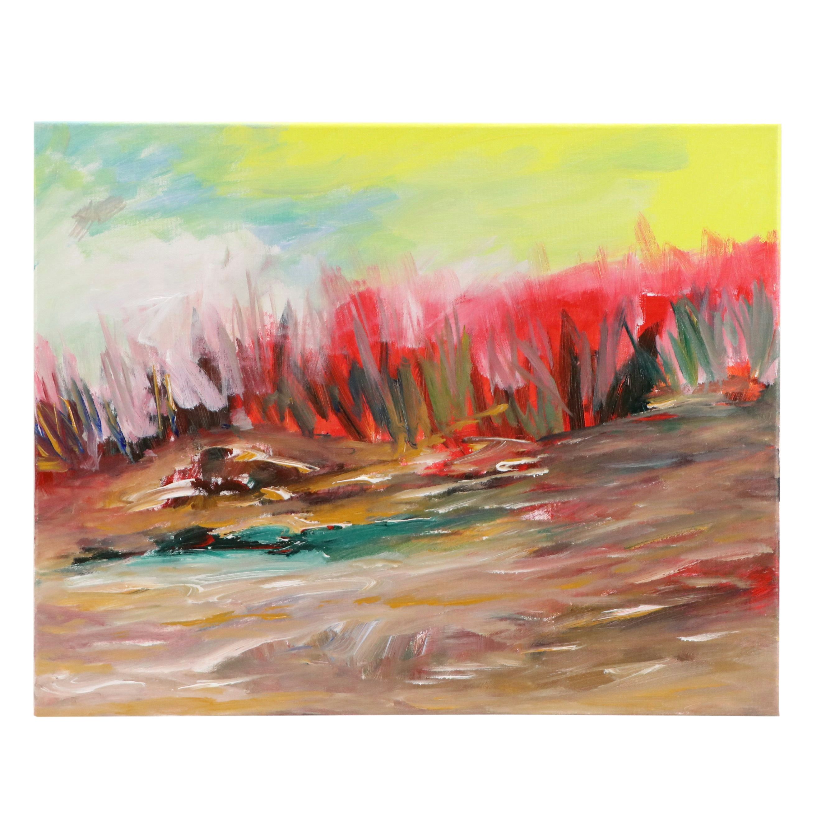 Saul Gefen Abstract Acrylic Painting, 2026