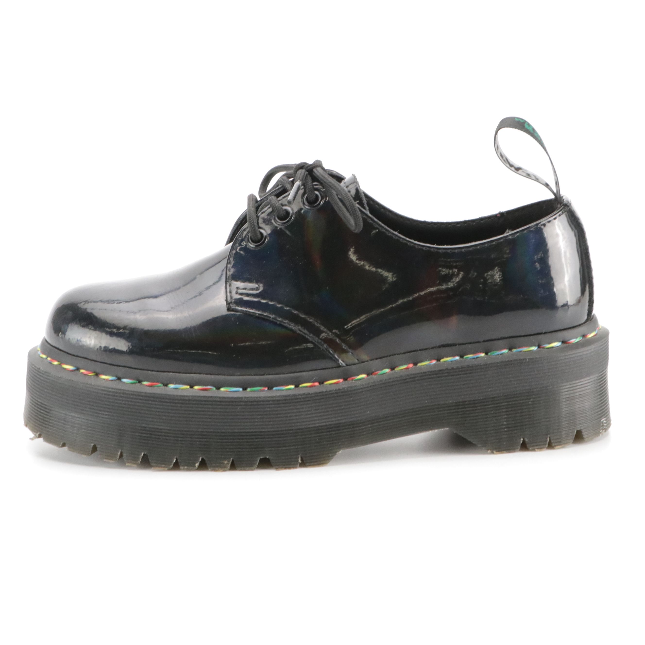 Dr. Martens 1461 Rainbow Patent Leather Platform Shoes