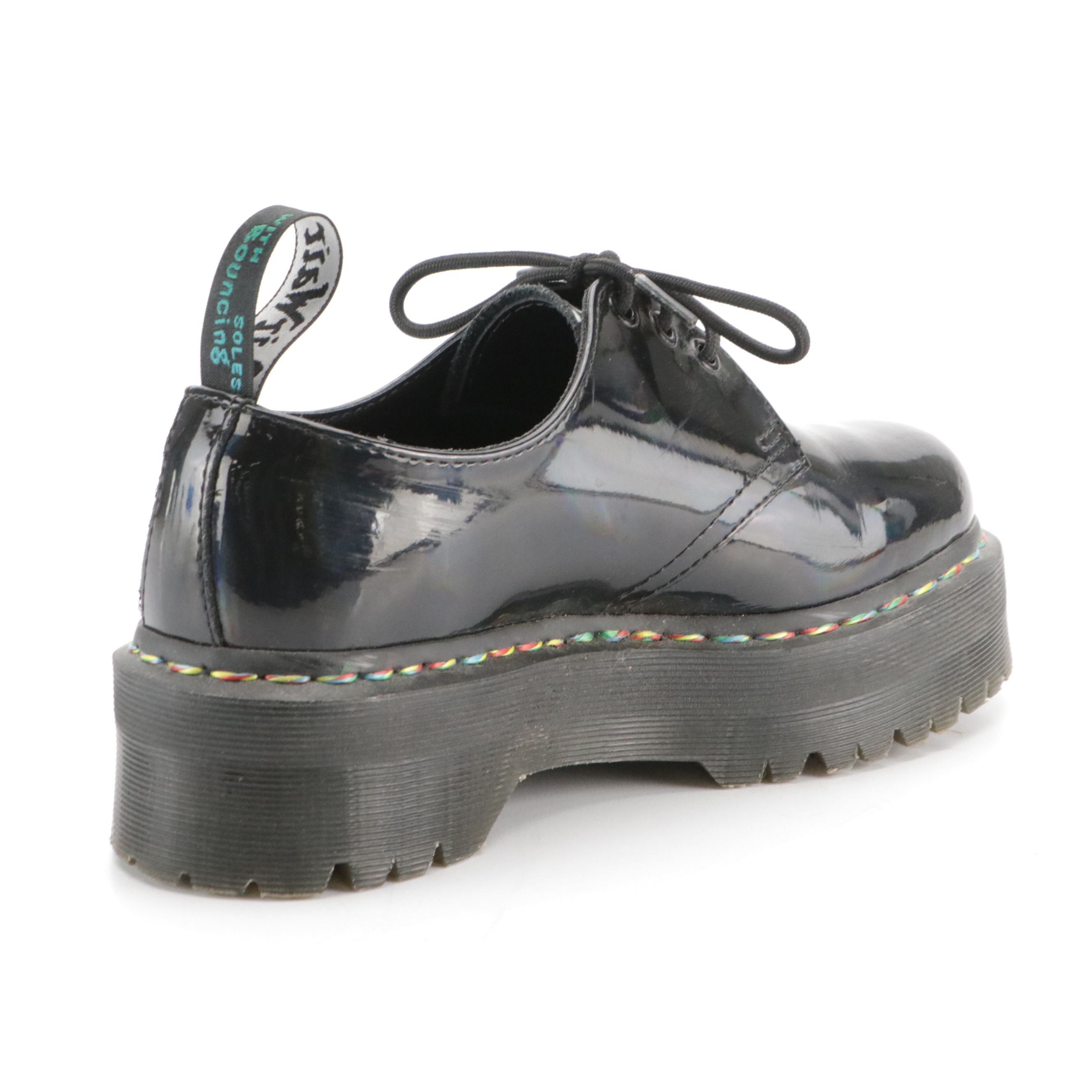Dr. Martens 1461 Rainbow Patent Leather Platform Shoes