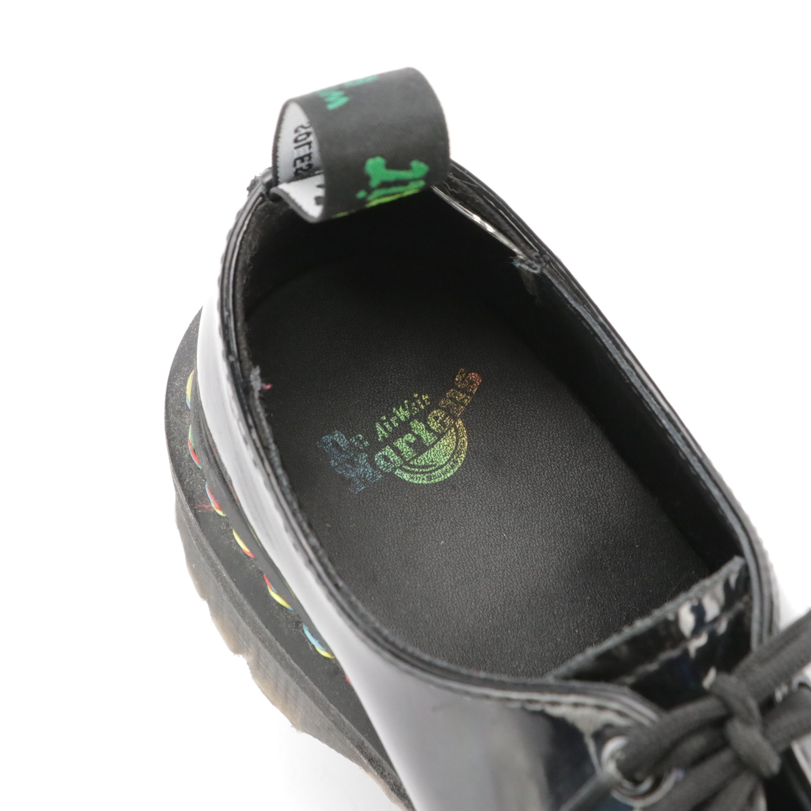 Dr. Martens 1461 Rainbow Patent Leather Platform Shoes