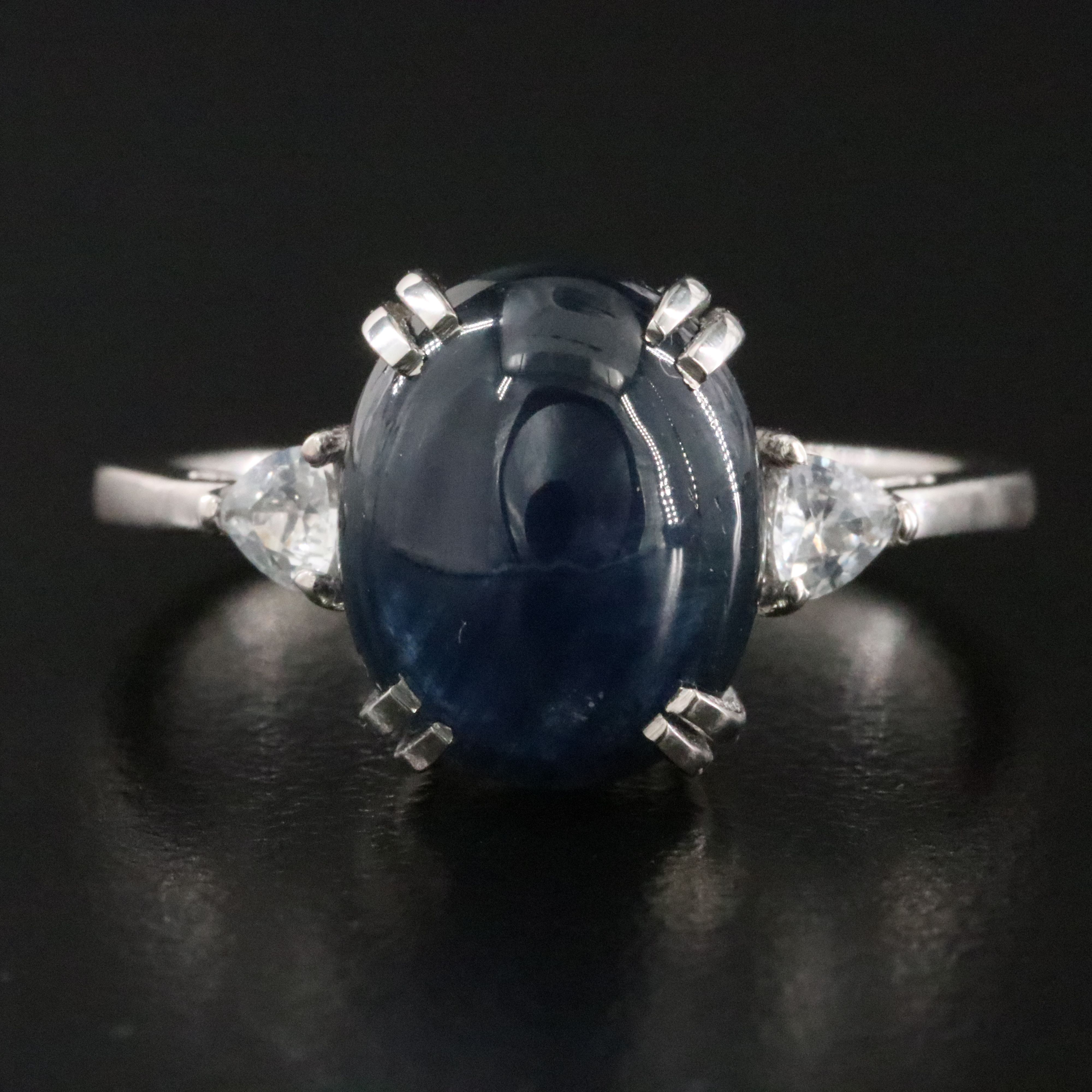 Platinum 5.23 CT Sapphire and White Sapphire Ring