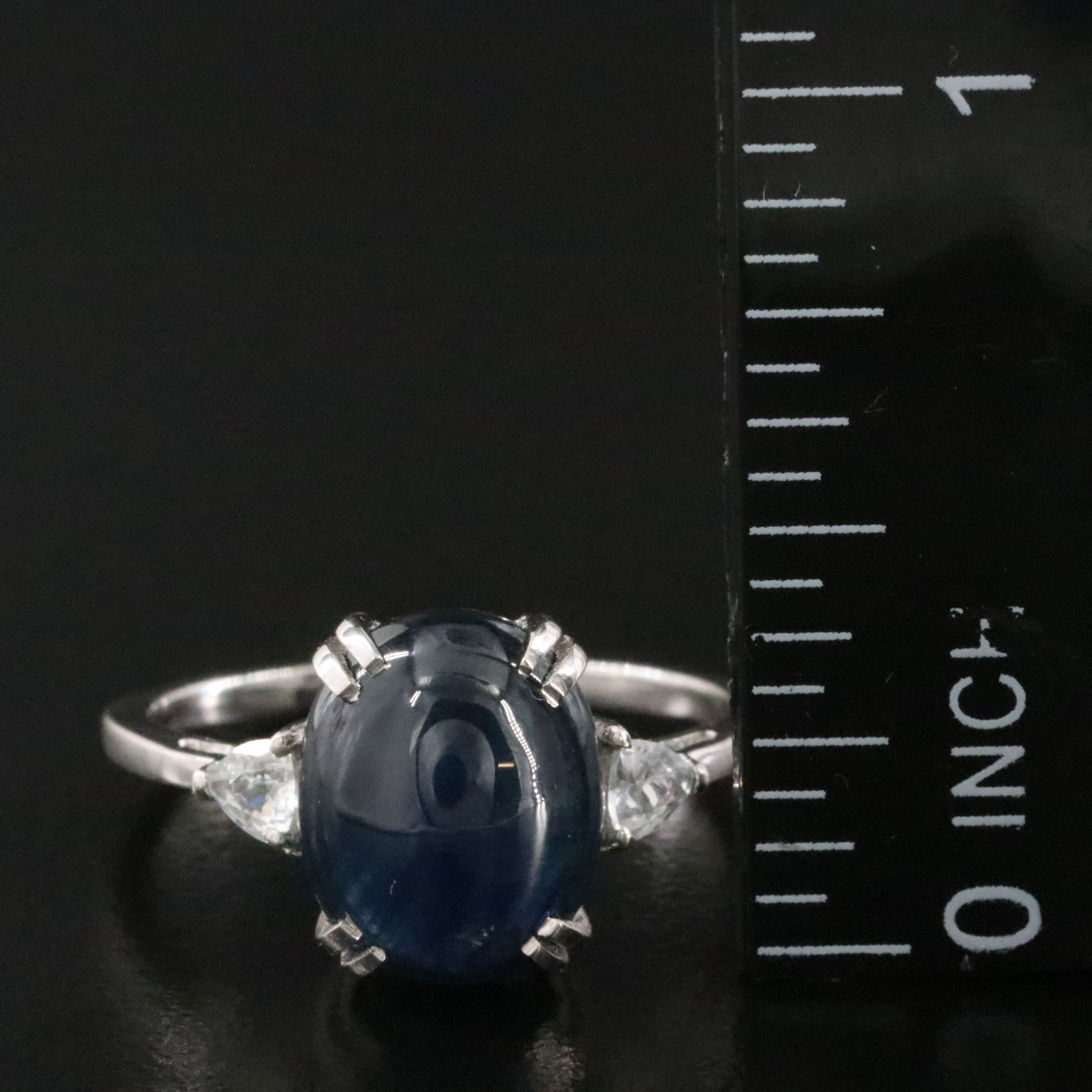 Platinum 5.23 CT Sapphire and White Sapphire Ring