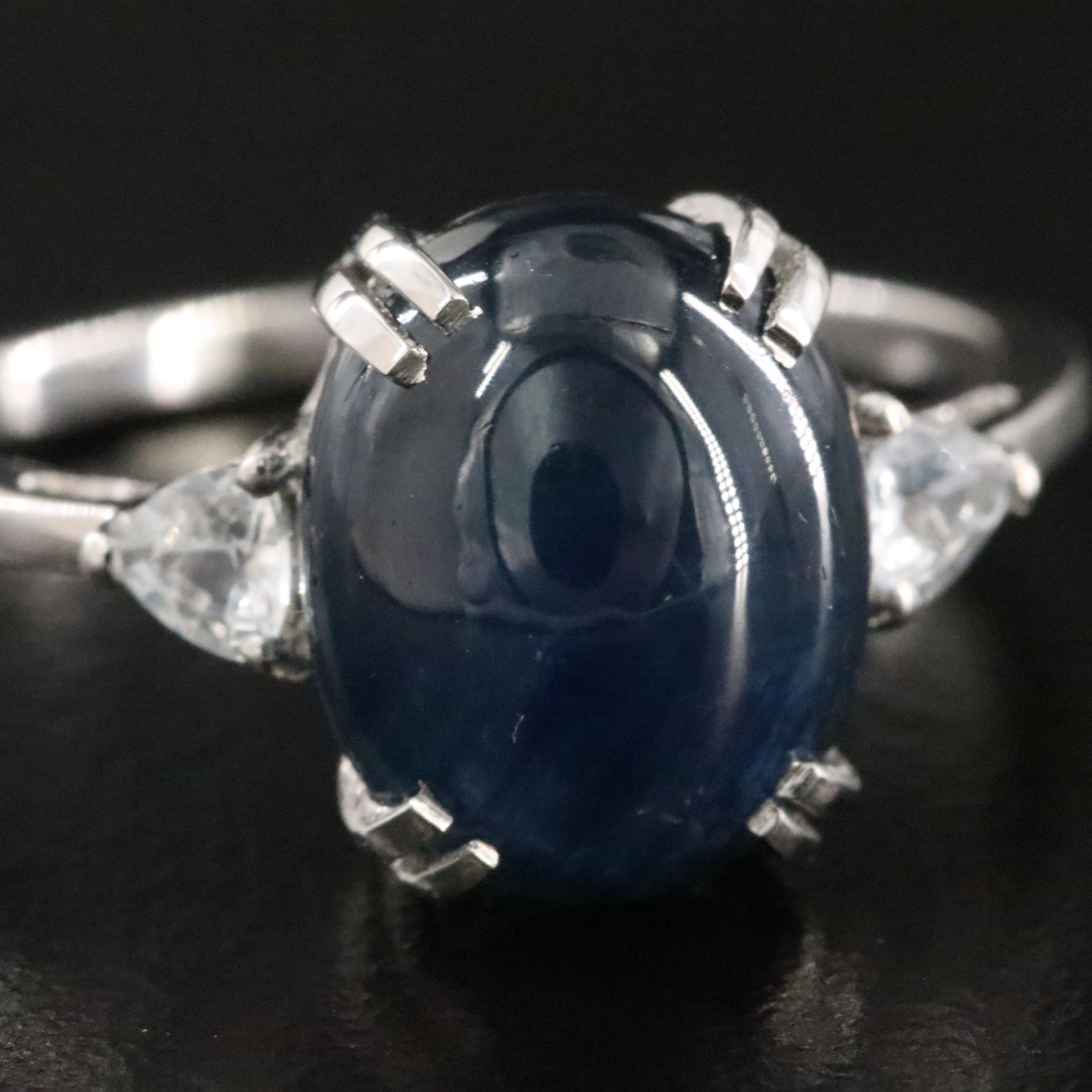 Platinum 5.23 CT Sapphire and White Sapphire Ring