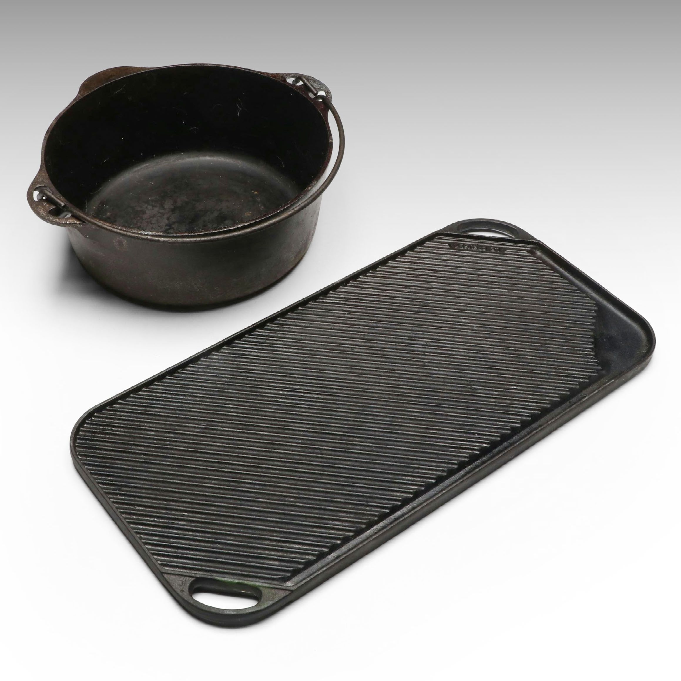 Le Creuset Cast Iron Griddle and Griswold Cast Iron Pot