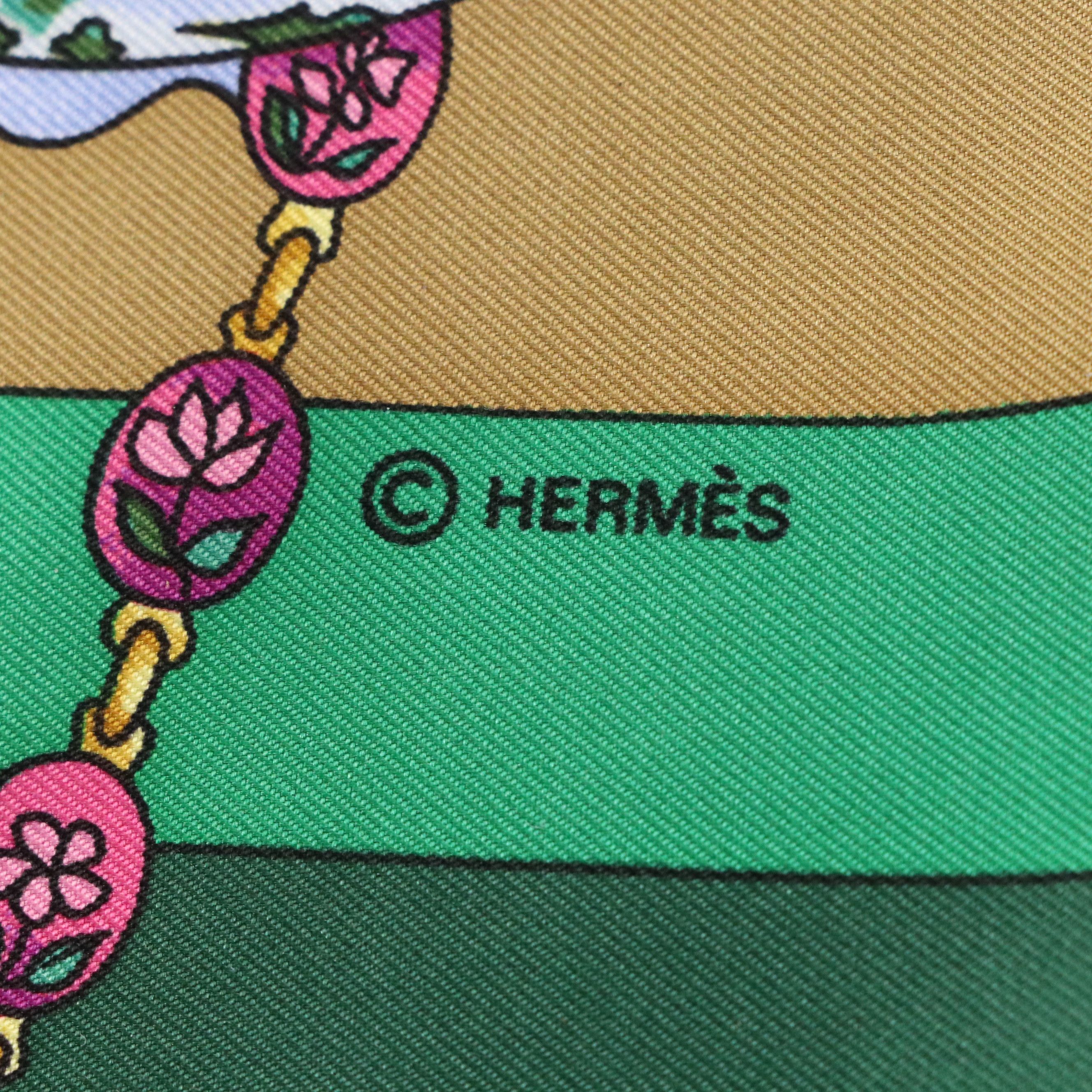 Hermès "Parmi Les Fleurs, Je Compte Les Heures" Scarf 90 in Silk Twill