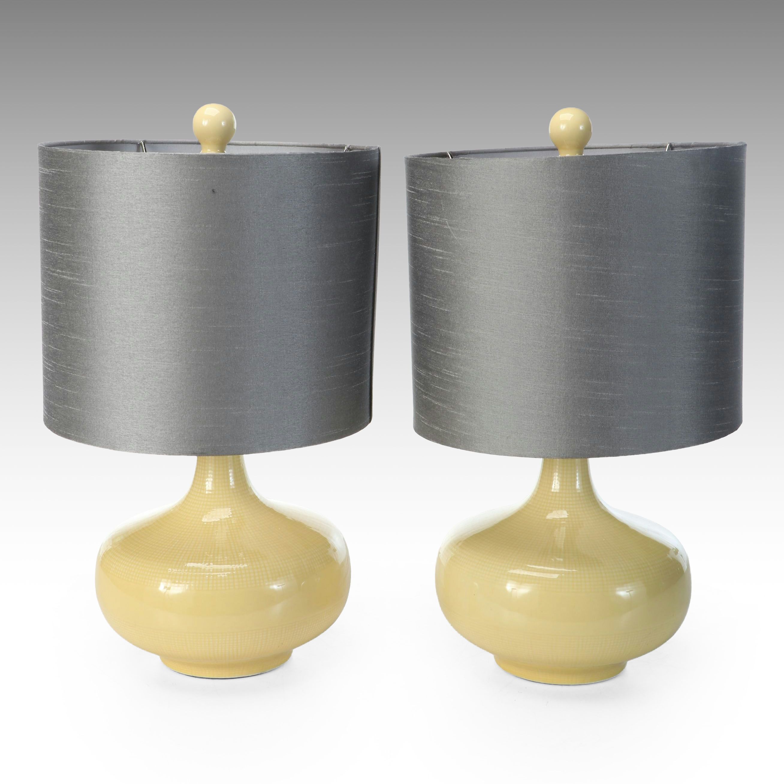 Yellow Ceramic Urn Table Lamps