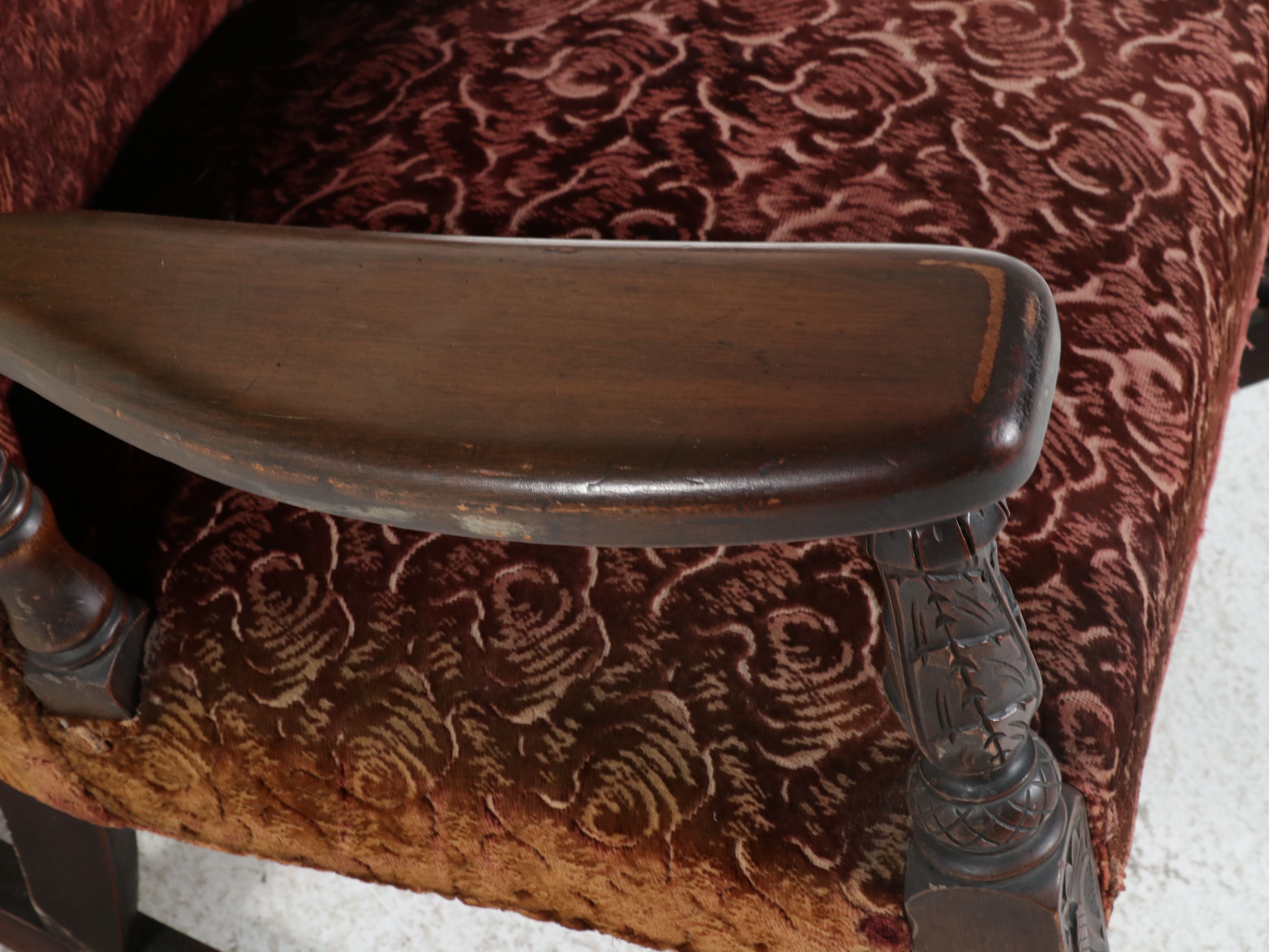 Victorian Carved Walnut Rocking Chair, Late 19th Century