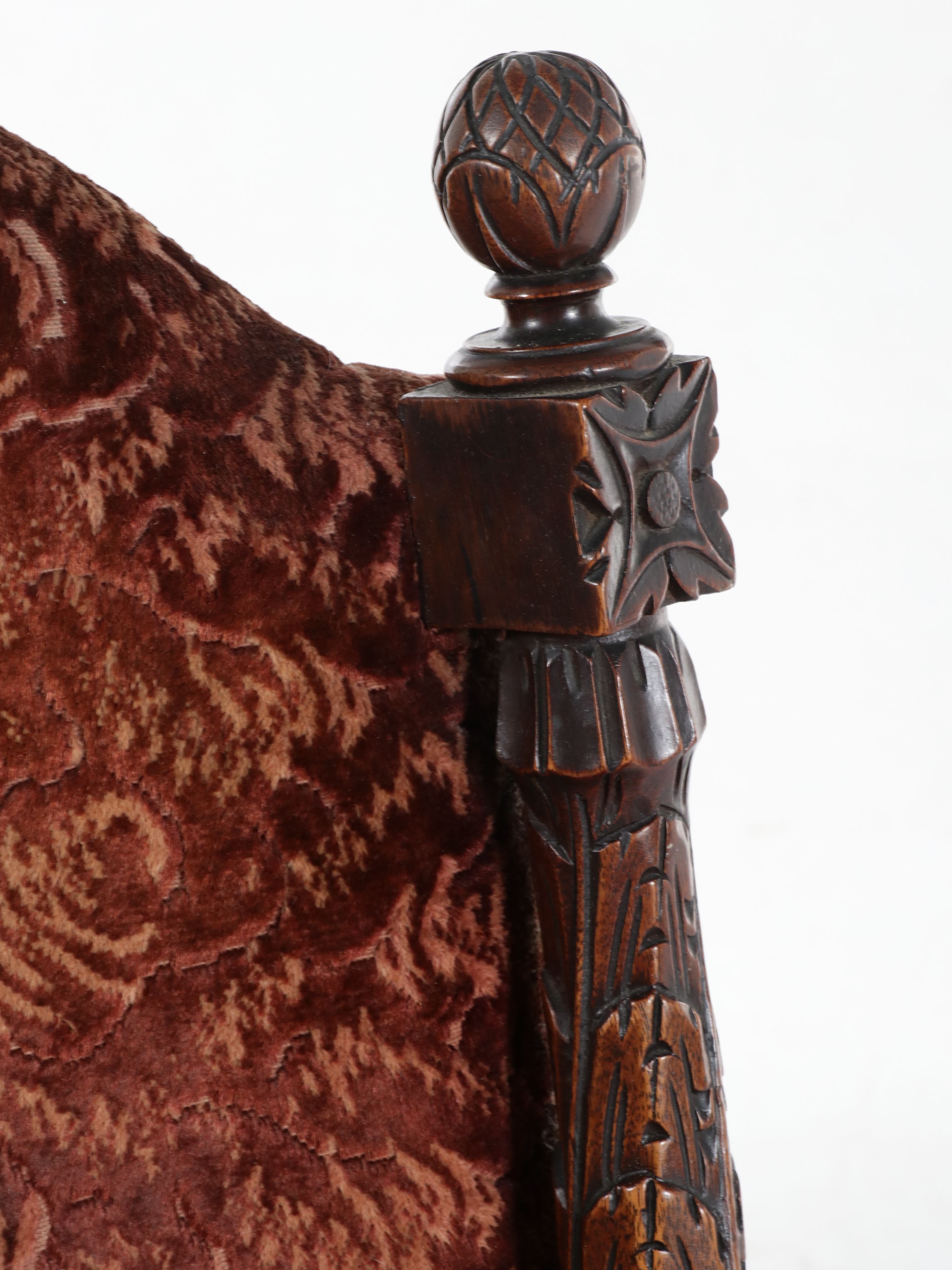 Victorian Carved Walnut Rocking Chair, Late 19th Century