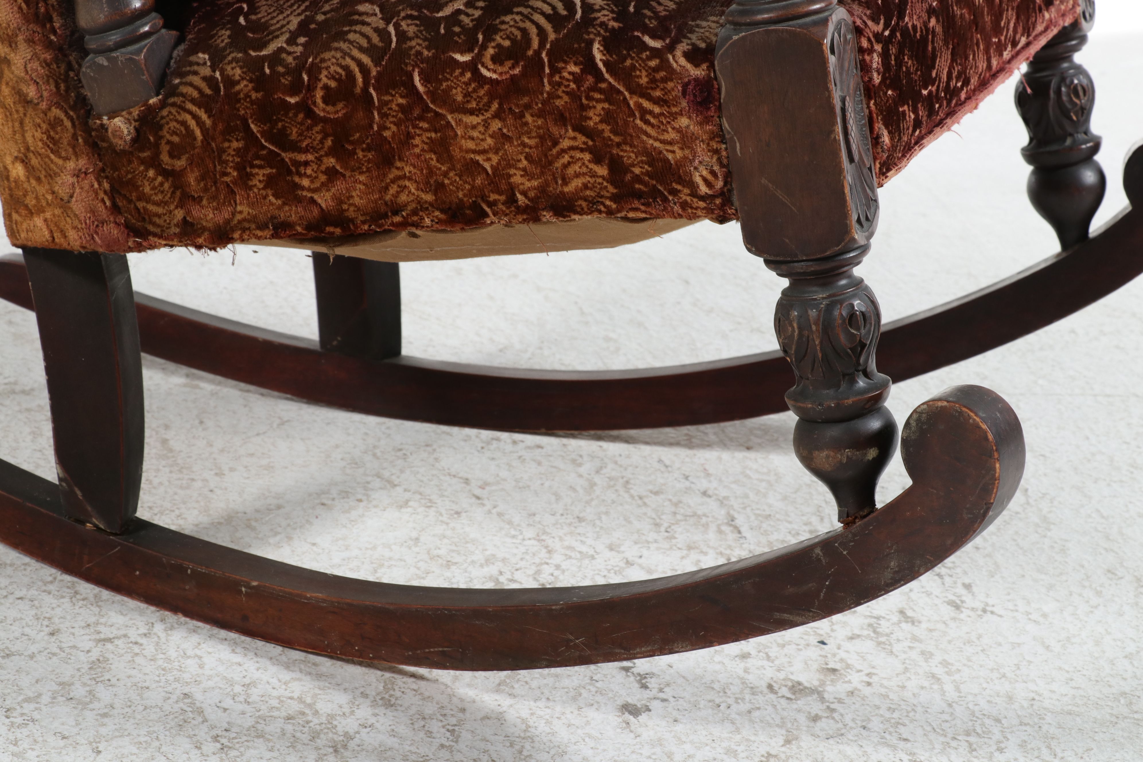 Victorian Carved Walnut Rocking Chair, Late 19th Century