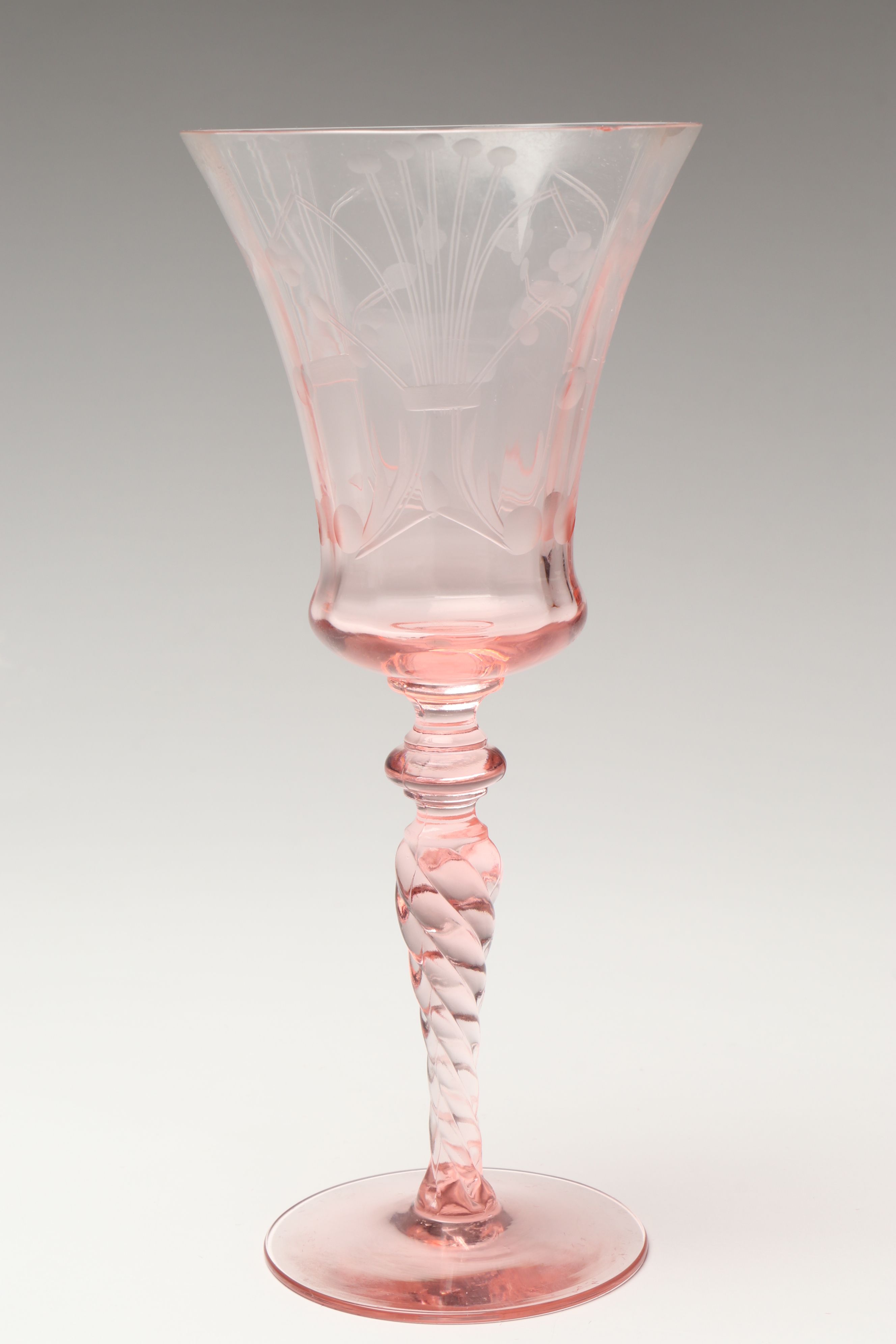Tiffin-Franciscan Pink Art Glass Water Goblets, 1930s