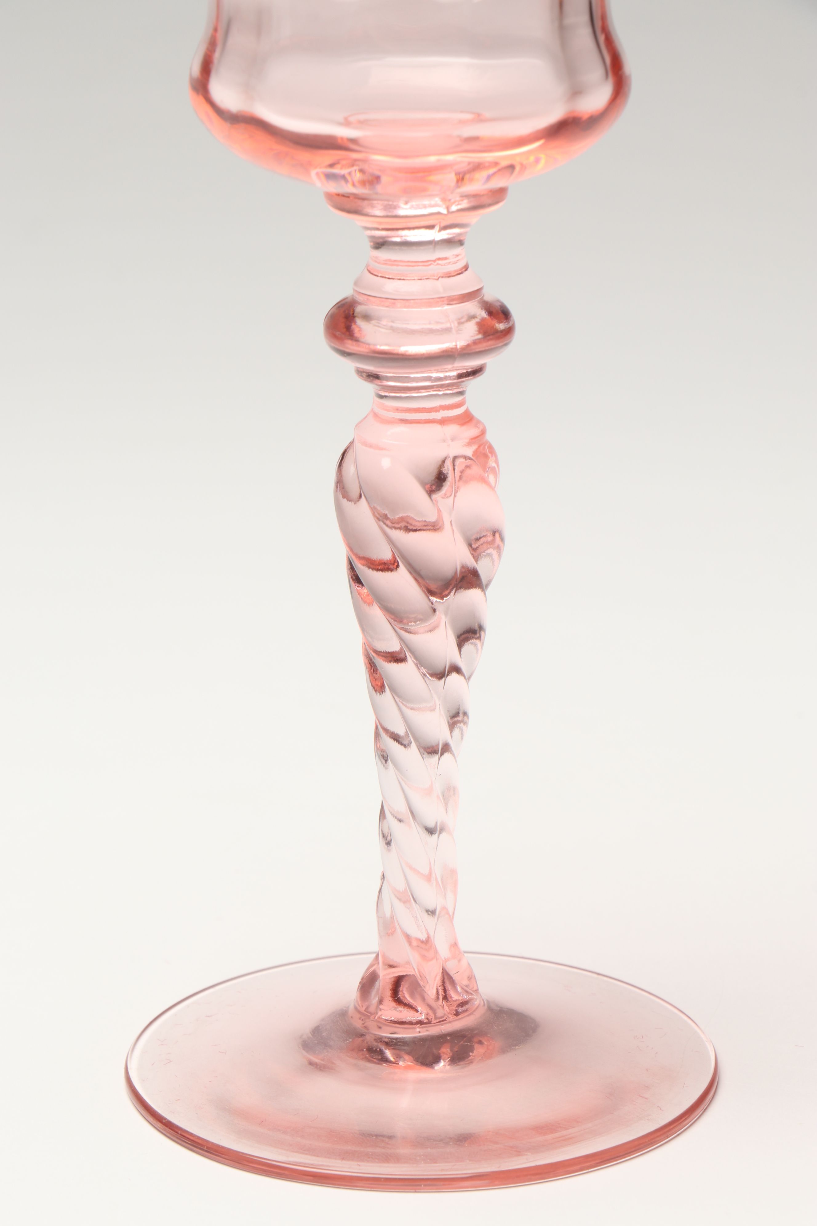 Tiffin-Franciscan Pink Art Glass Water Goblets, 1930s