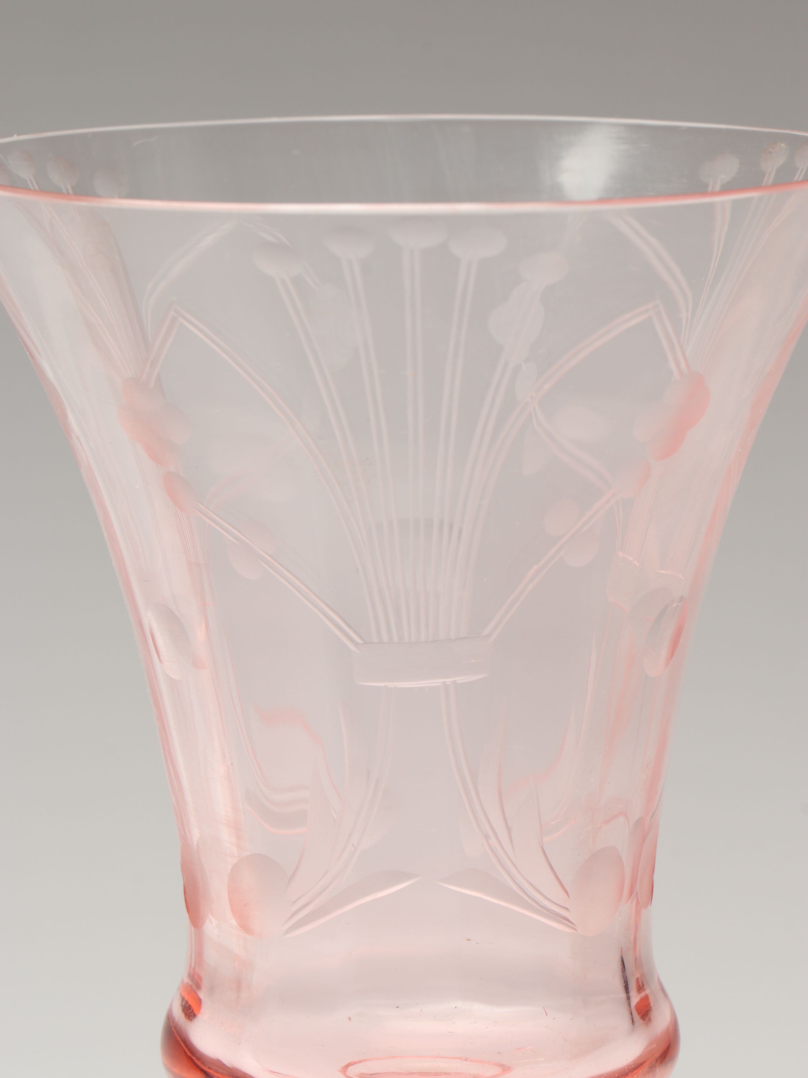 Tiffin-Franciscan Pink Art Glass Water Goblets, 1930s