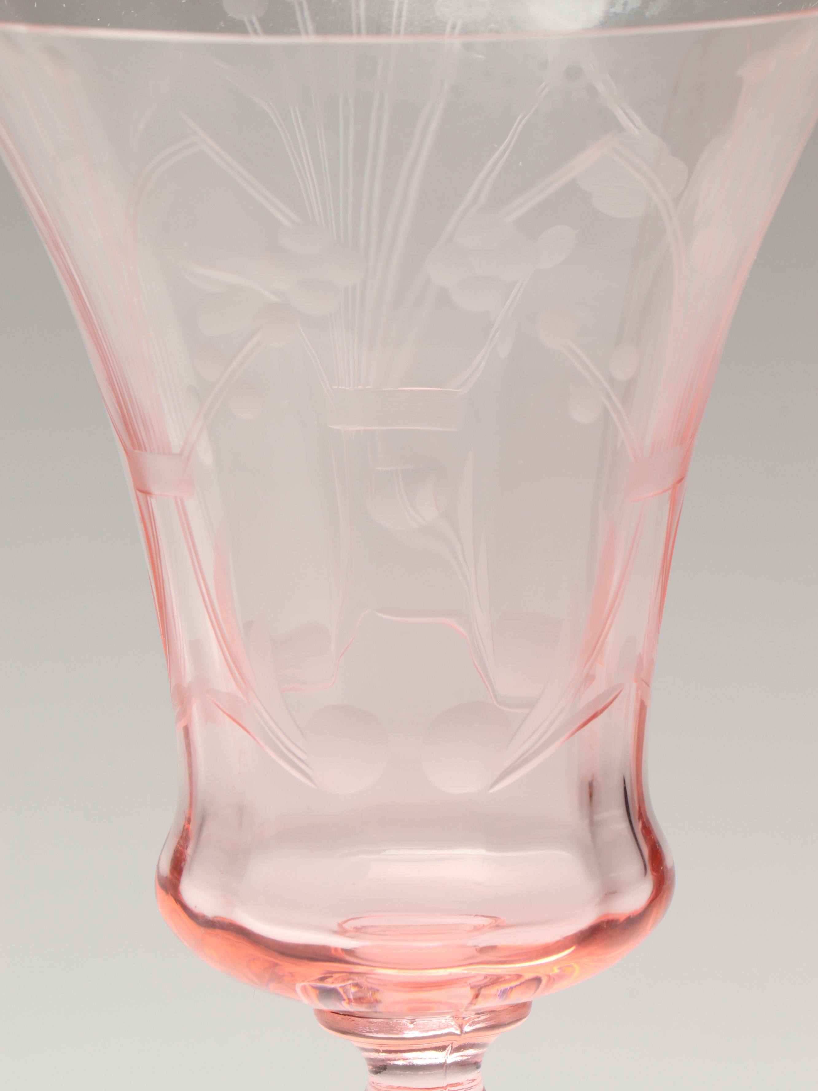 Tiffin-Franciscan Pink Art Glass Water Goblets, 1930s