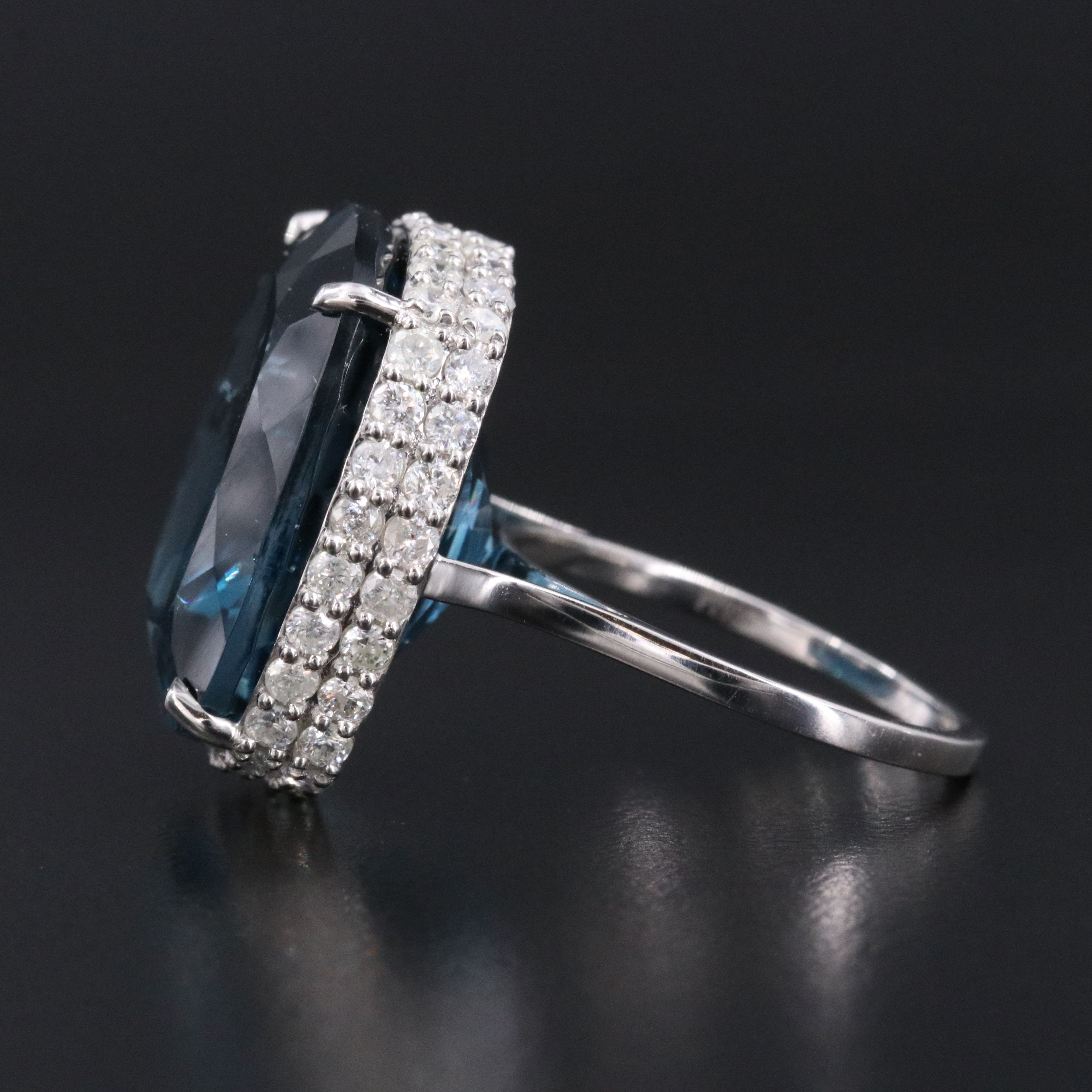 Platinum 32.61 CT London Blue Topaz and 1.58 CTW Diamond Ring