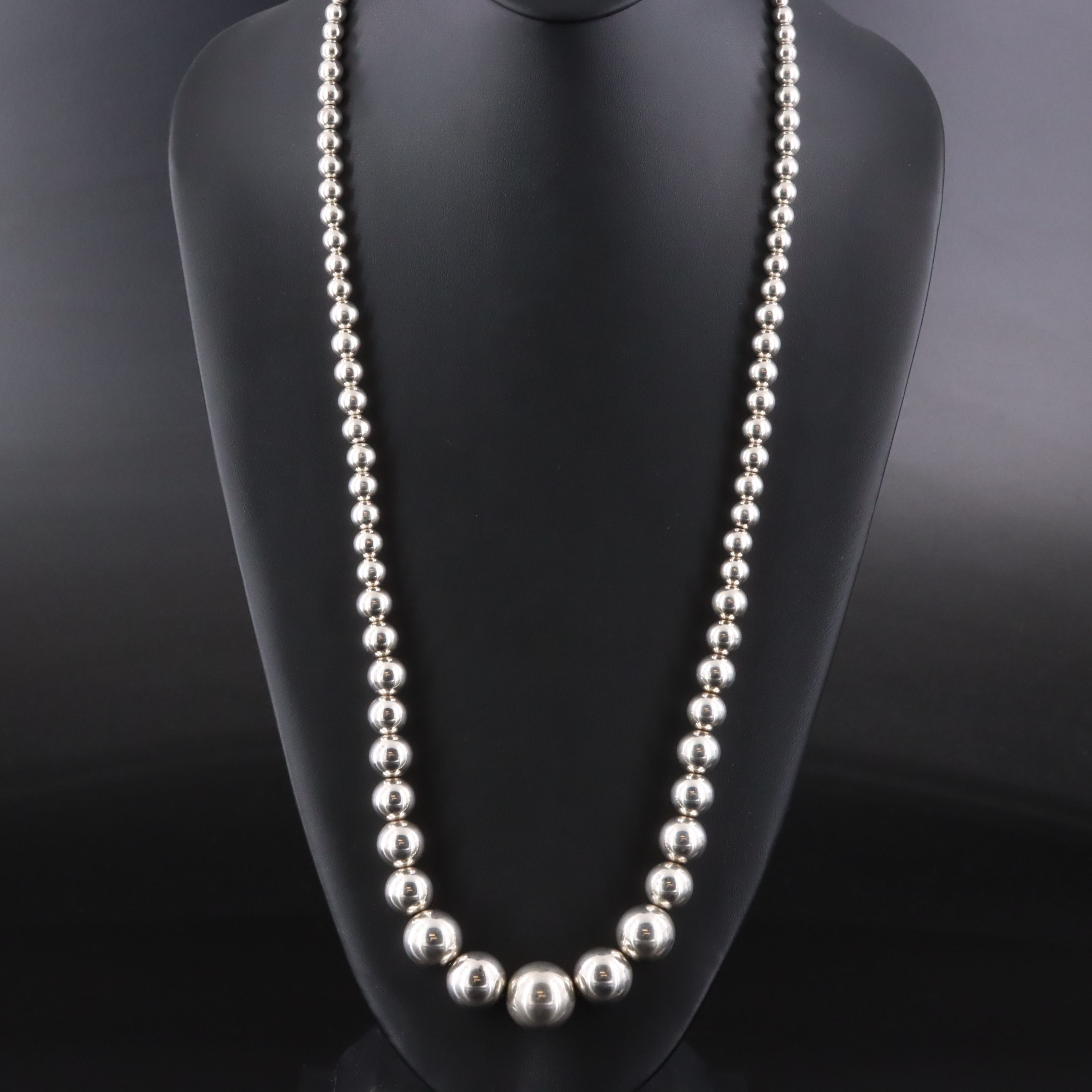 Sterling Graduated Bead Necklace