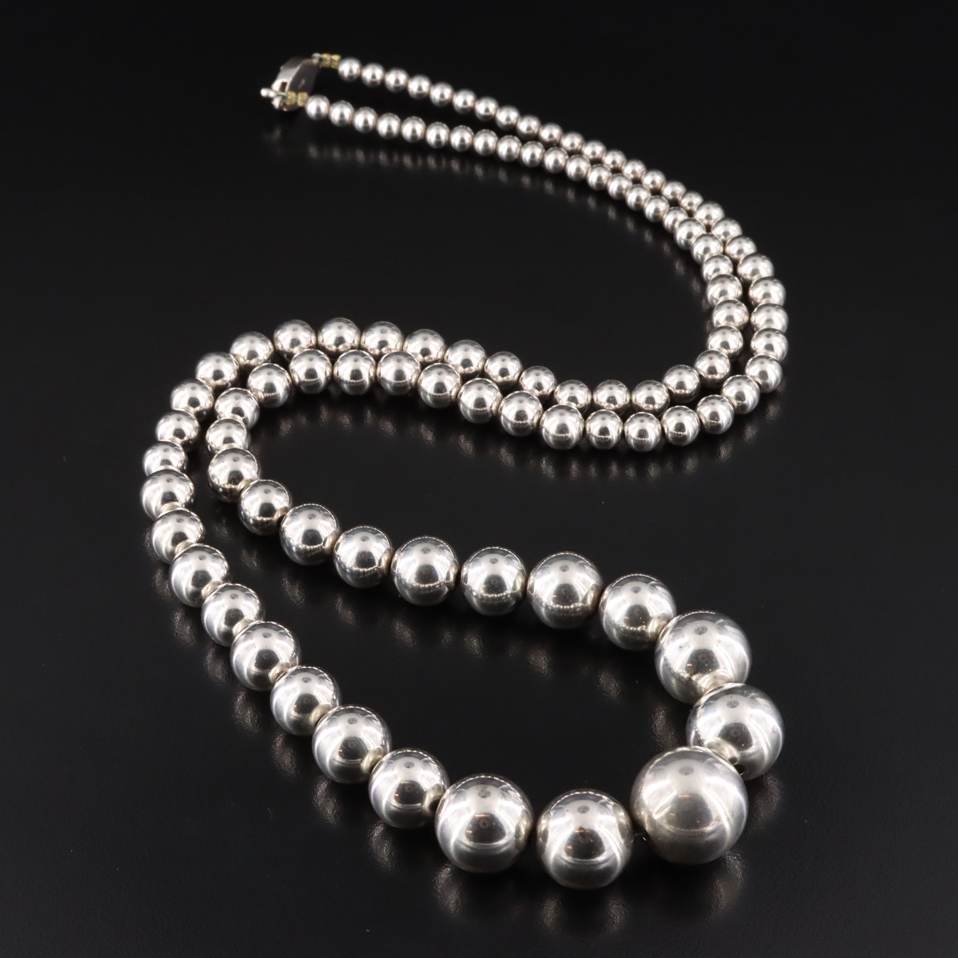 Sterling Graduated Bead Necklace