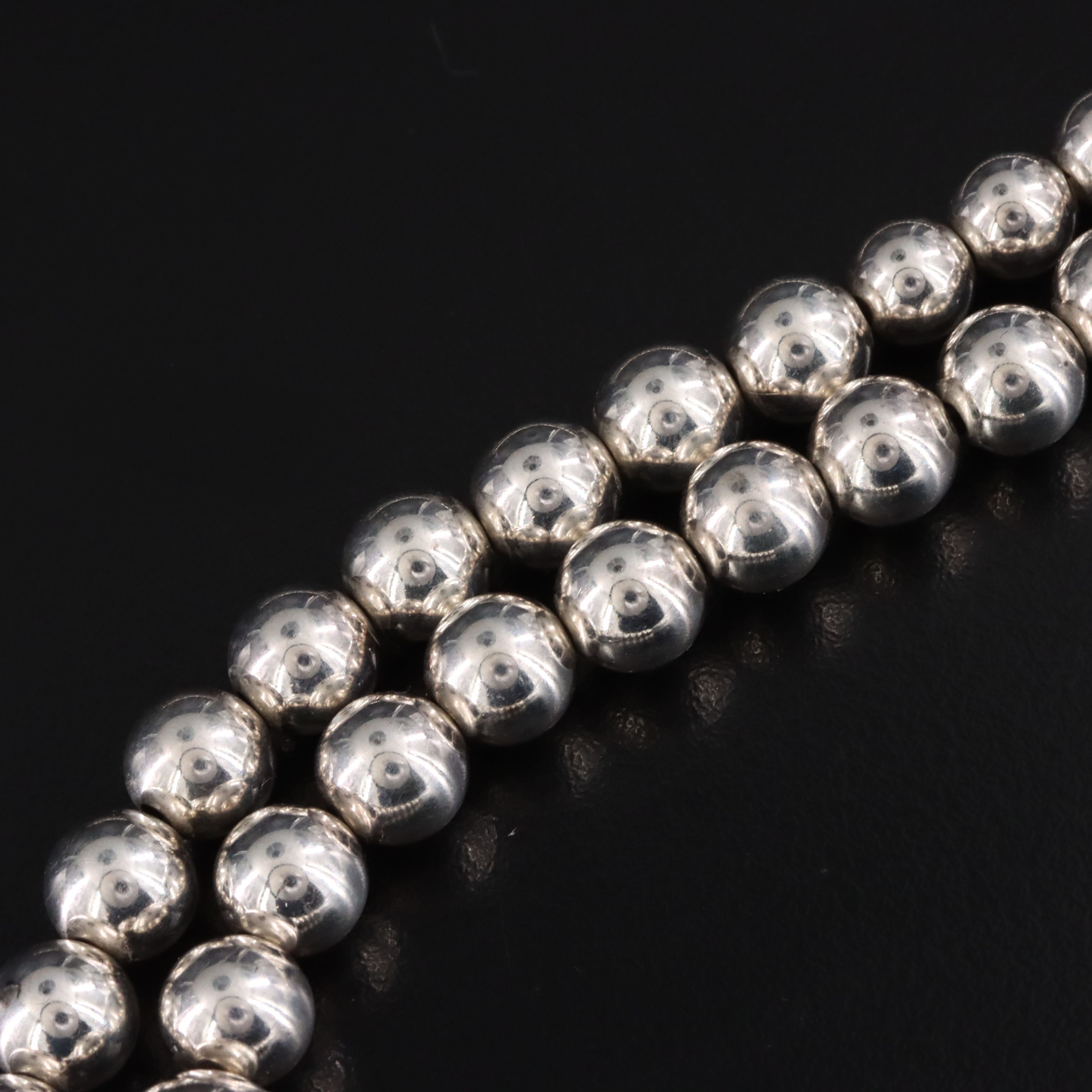 Sterling Graduated Bead Necklace