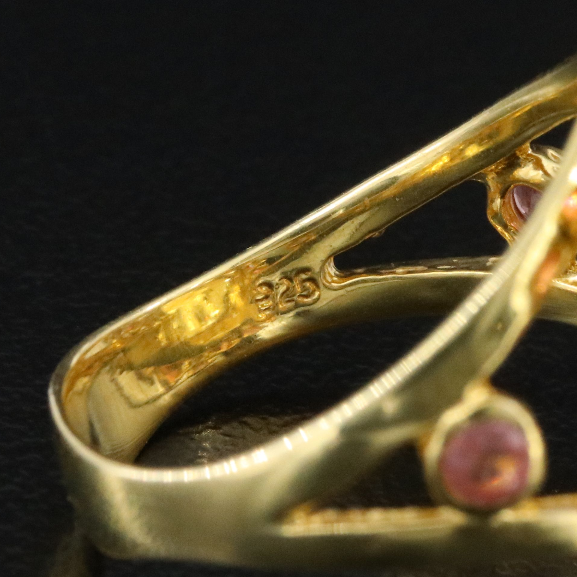 Sterling Citrine, Garnet, and Tourmaline Ring