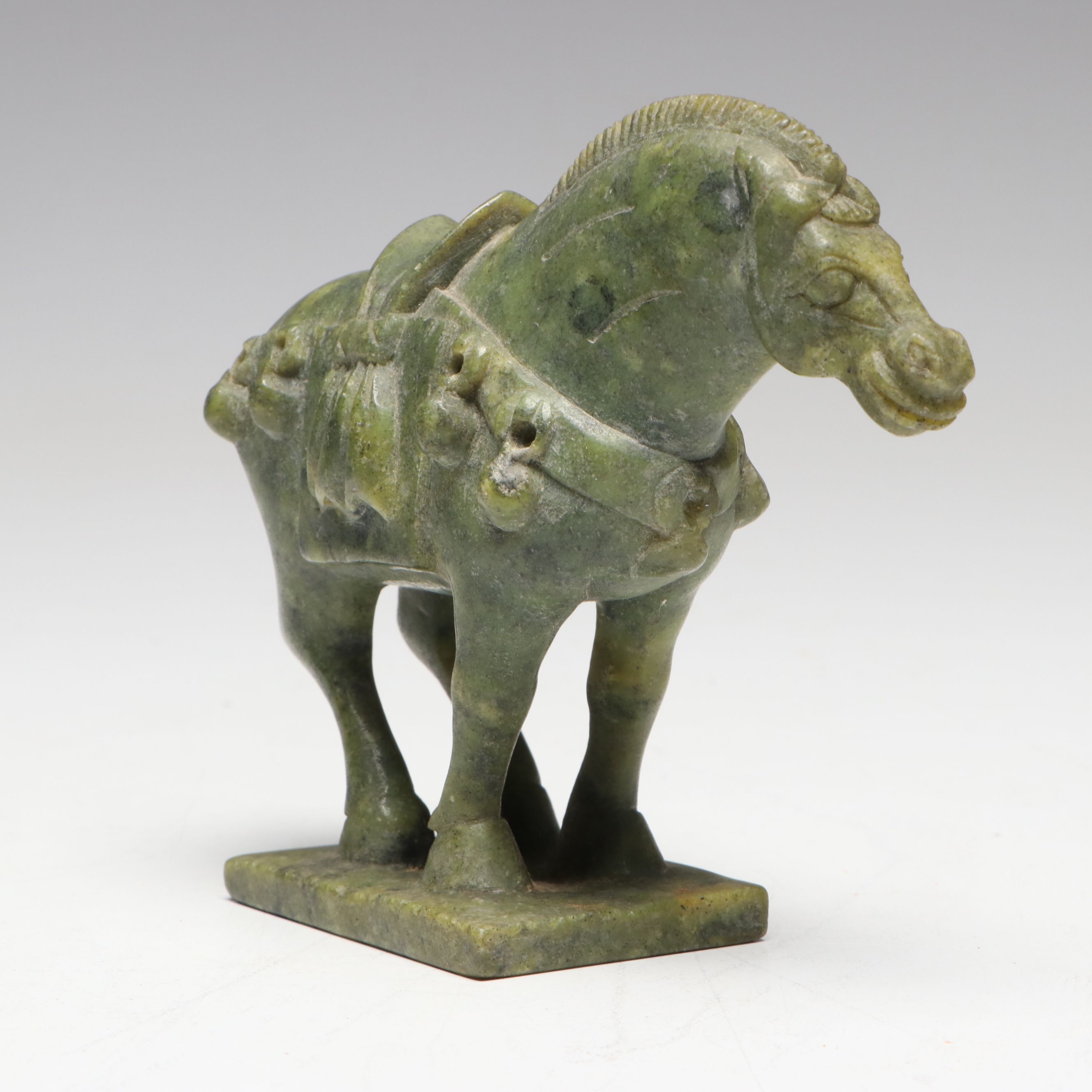 Tang Dynasty Style Carved Serpentine Horse