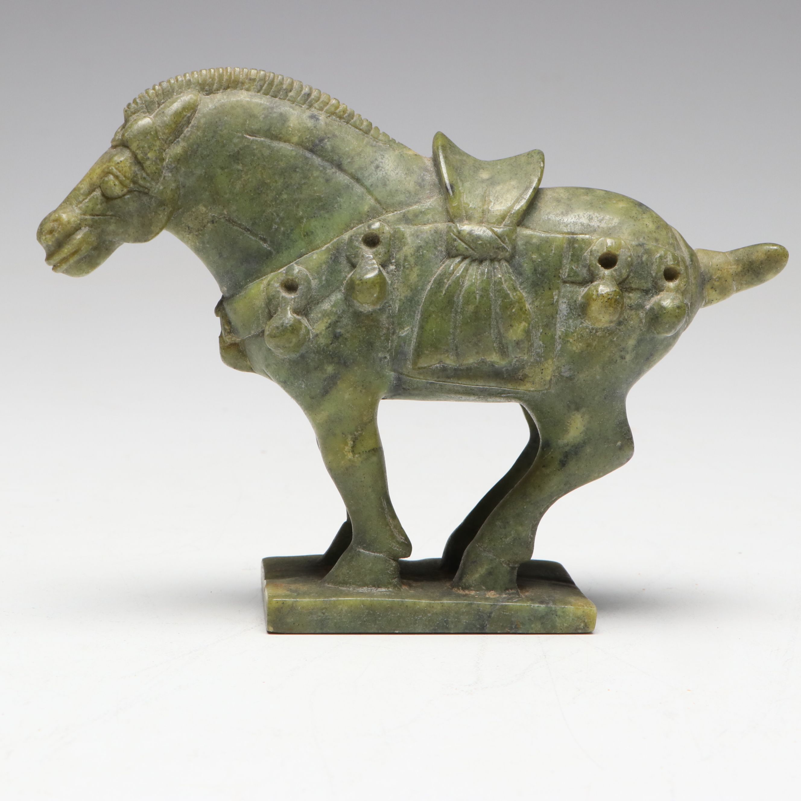 Tang Dynasty Style Carved Serpentine Horse