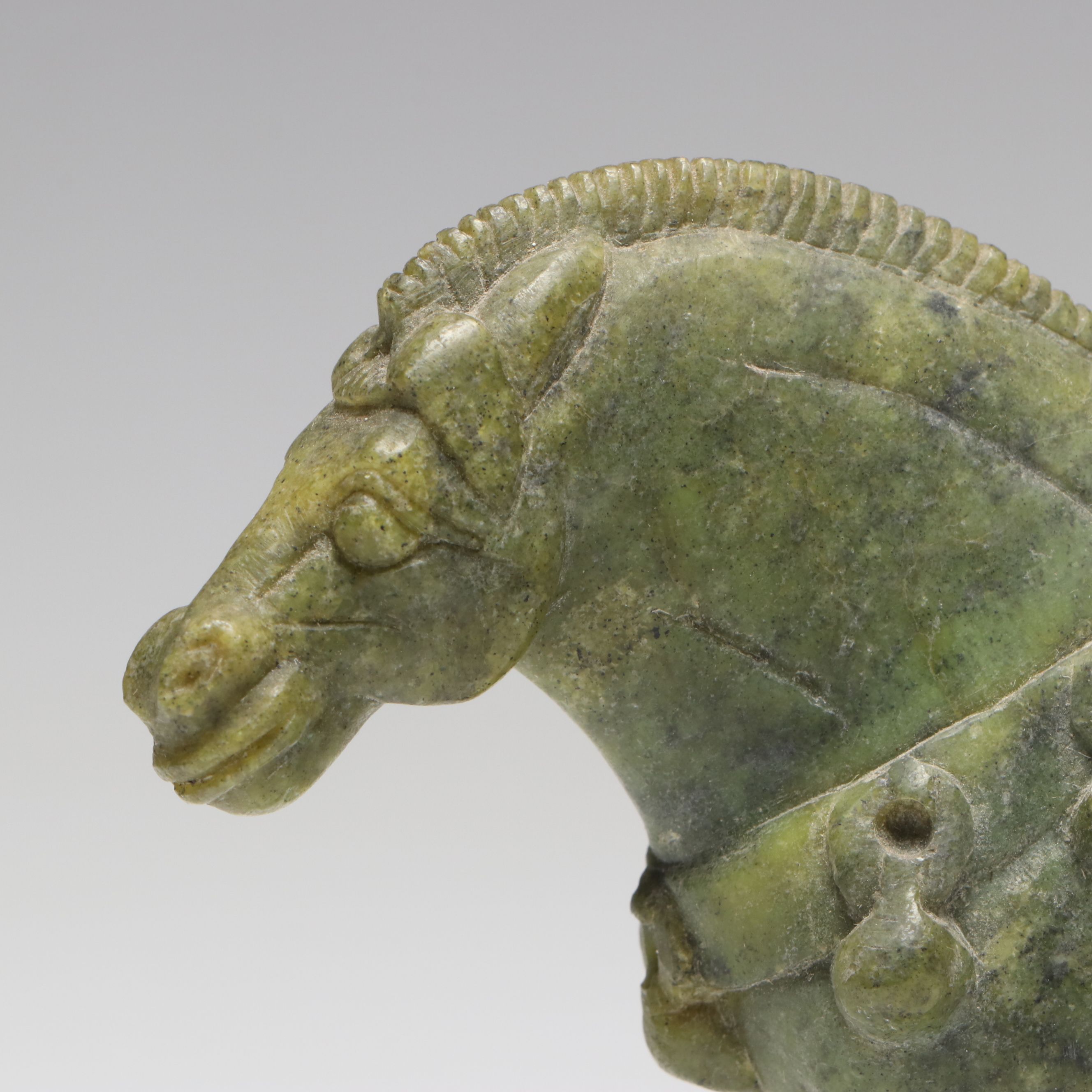 Tang Dynasty Style Carved Serpentine Horse