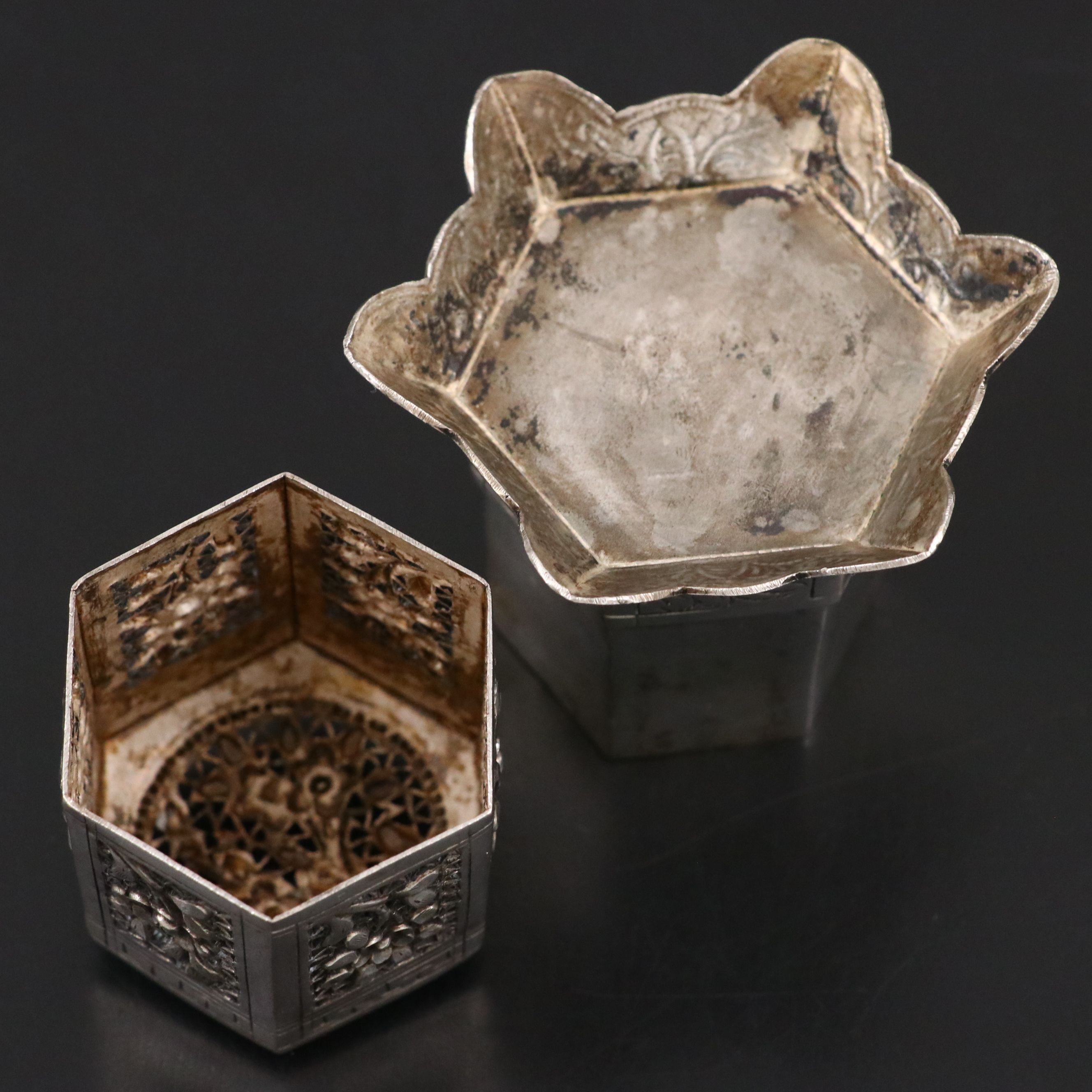 Chinese Style Silver Plate Openwork Lidded Vessel, 20th Century