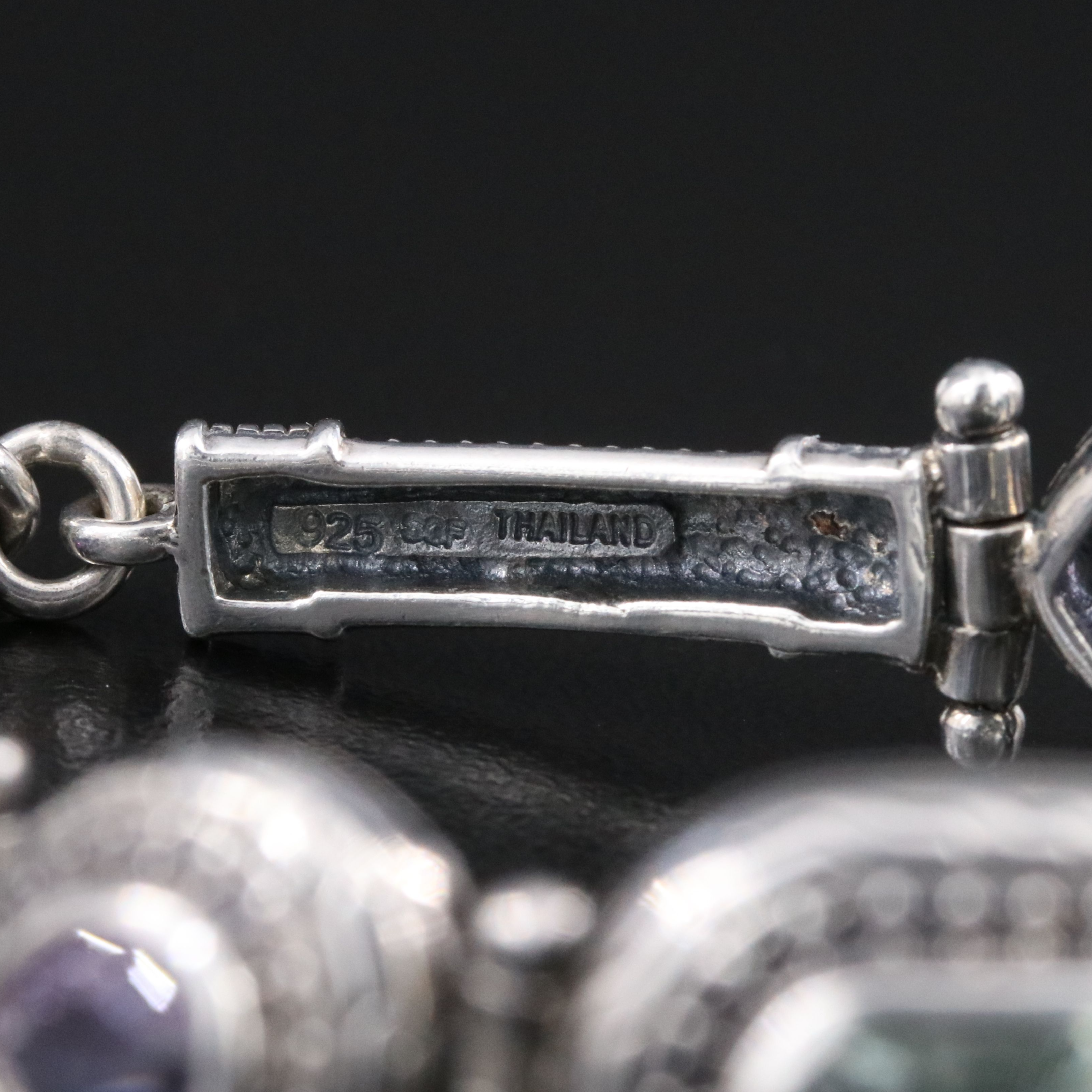 Sterling Citrine, Prasiolite, and Amethyst Bracelet