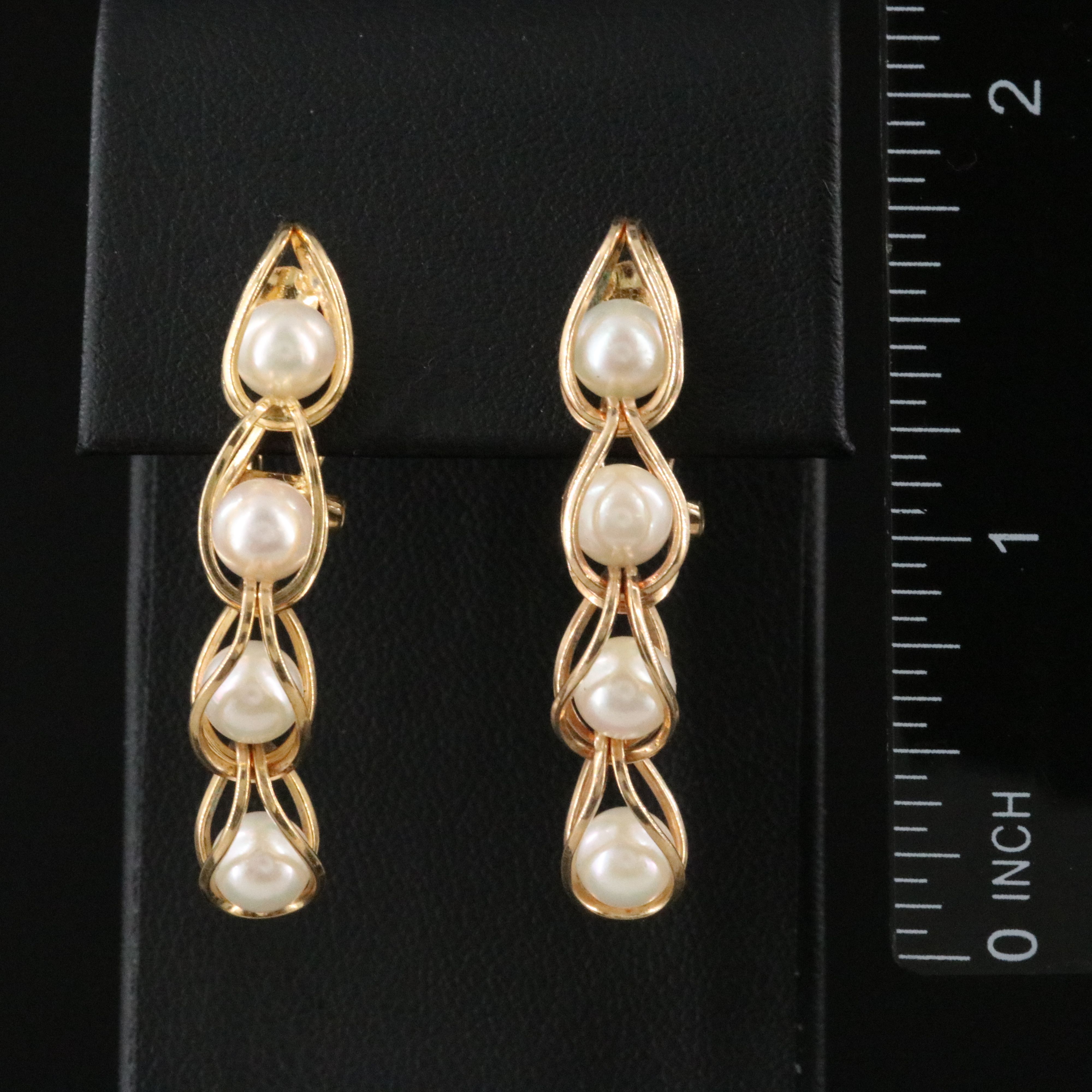 14K Caged Pearl Drop Earrings