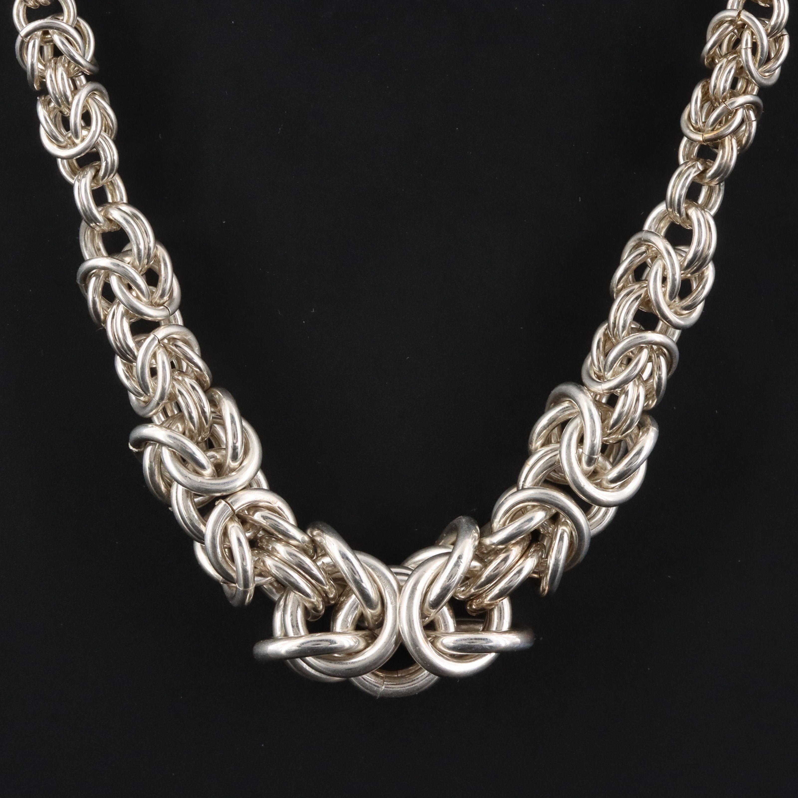 Graduated Sterling Byzantine Chain Necklace