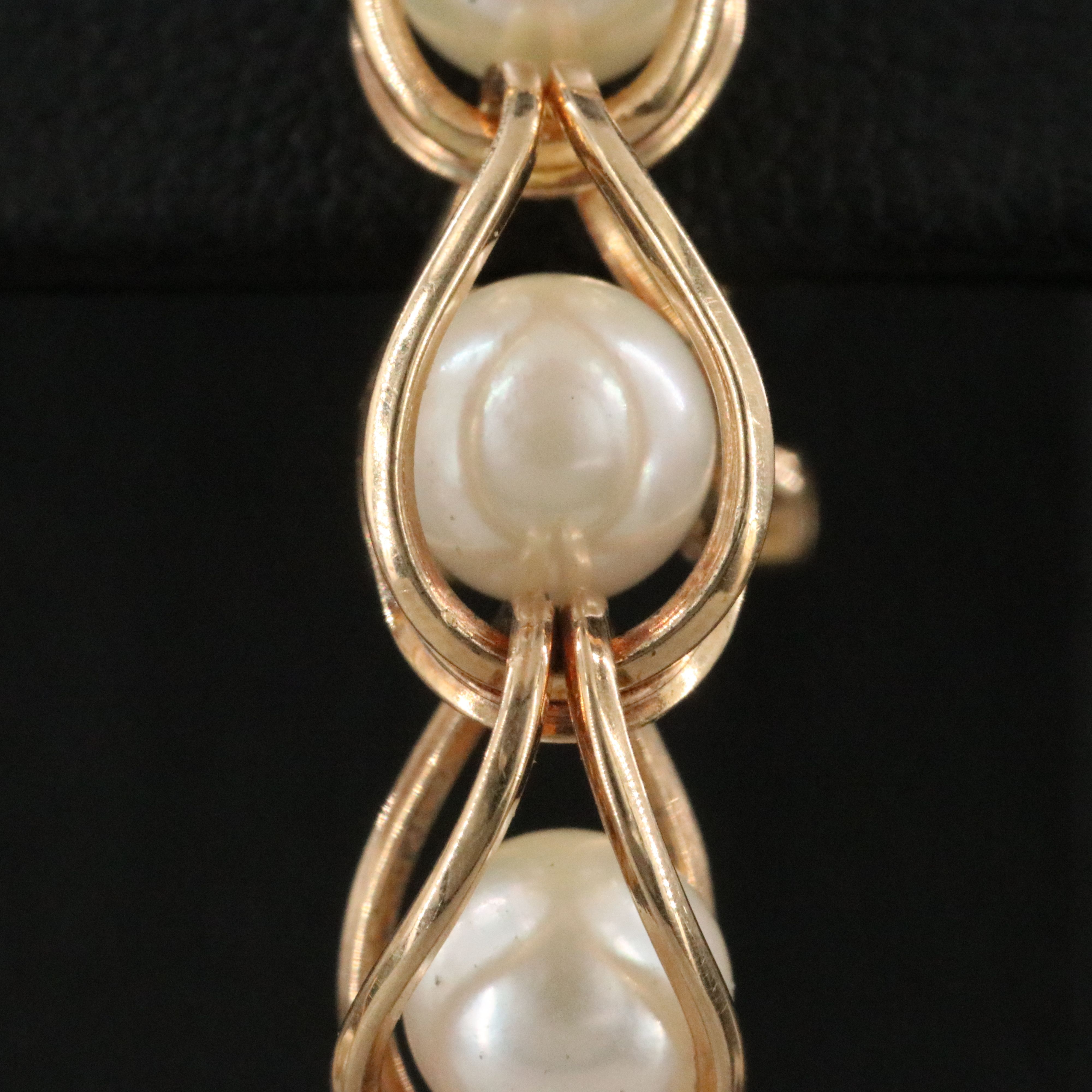 14K Caged Pearl Drop Earrings